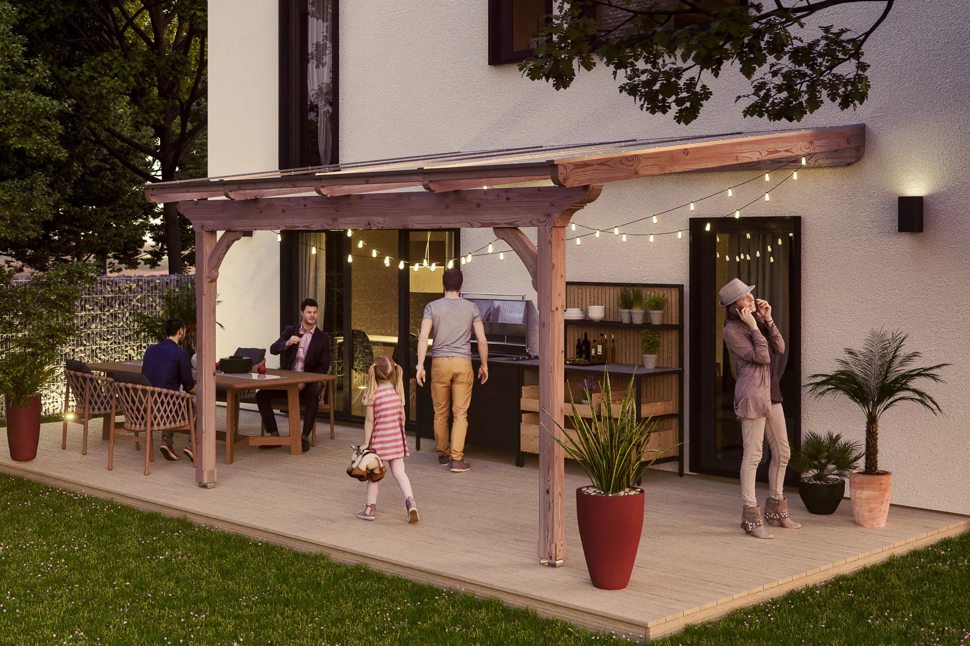 4018211200238 SKAN HOLZ Terrassenüberdachung Ravenna 434 x 350 cm, Douglasie, natur