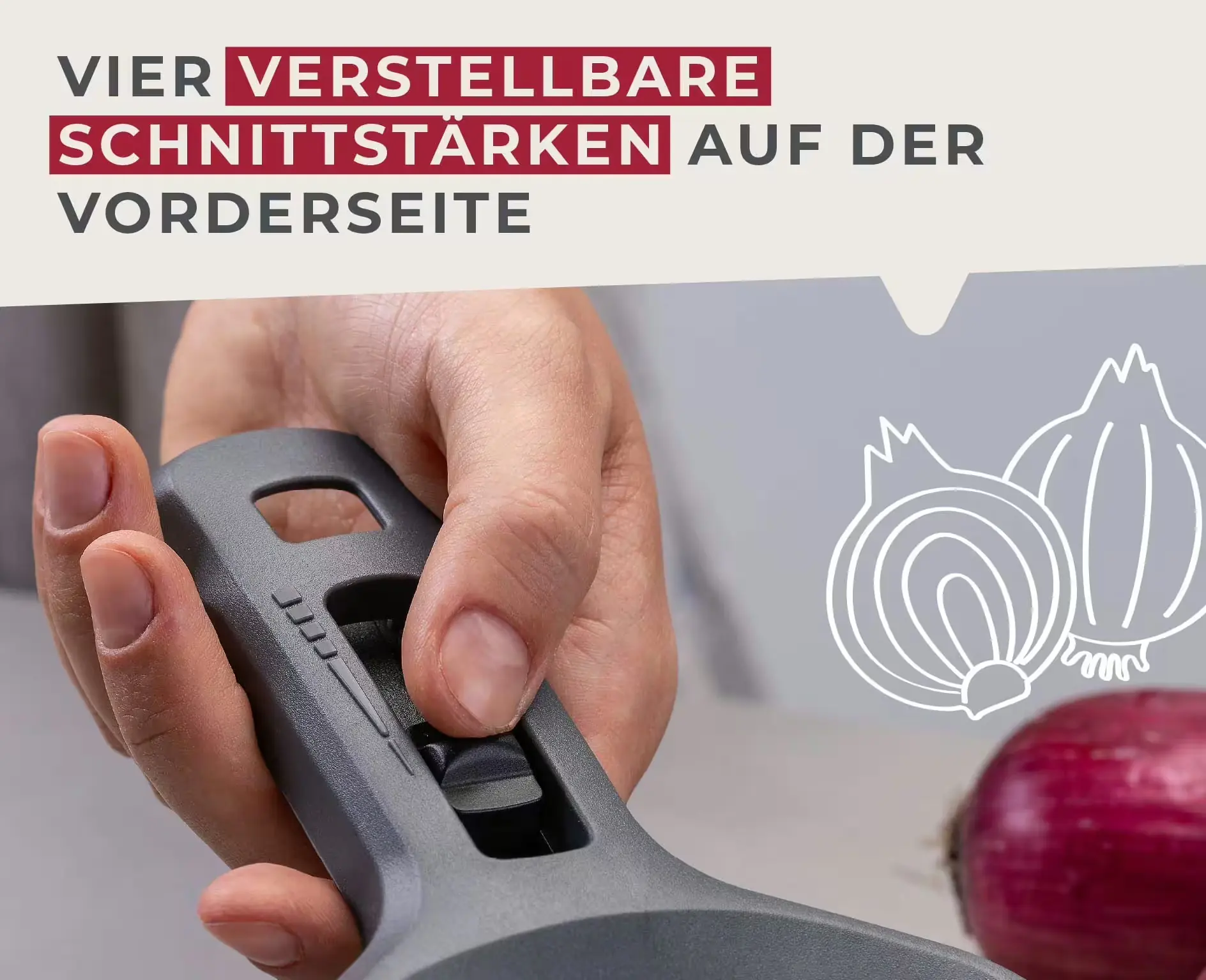 Fackelmann Gemüsehobel mit Restehalter aschgrau