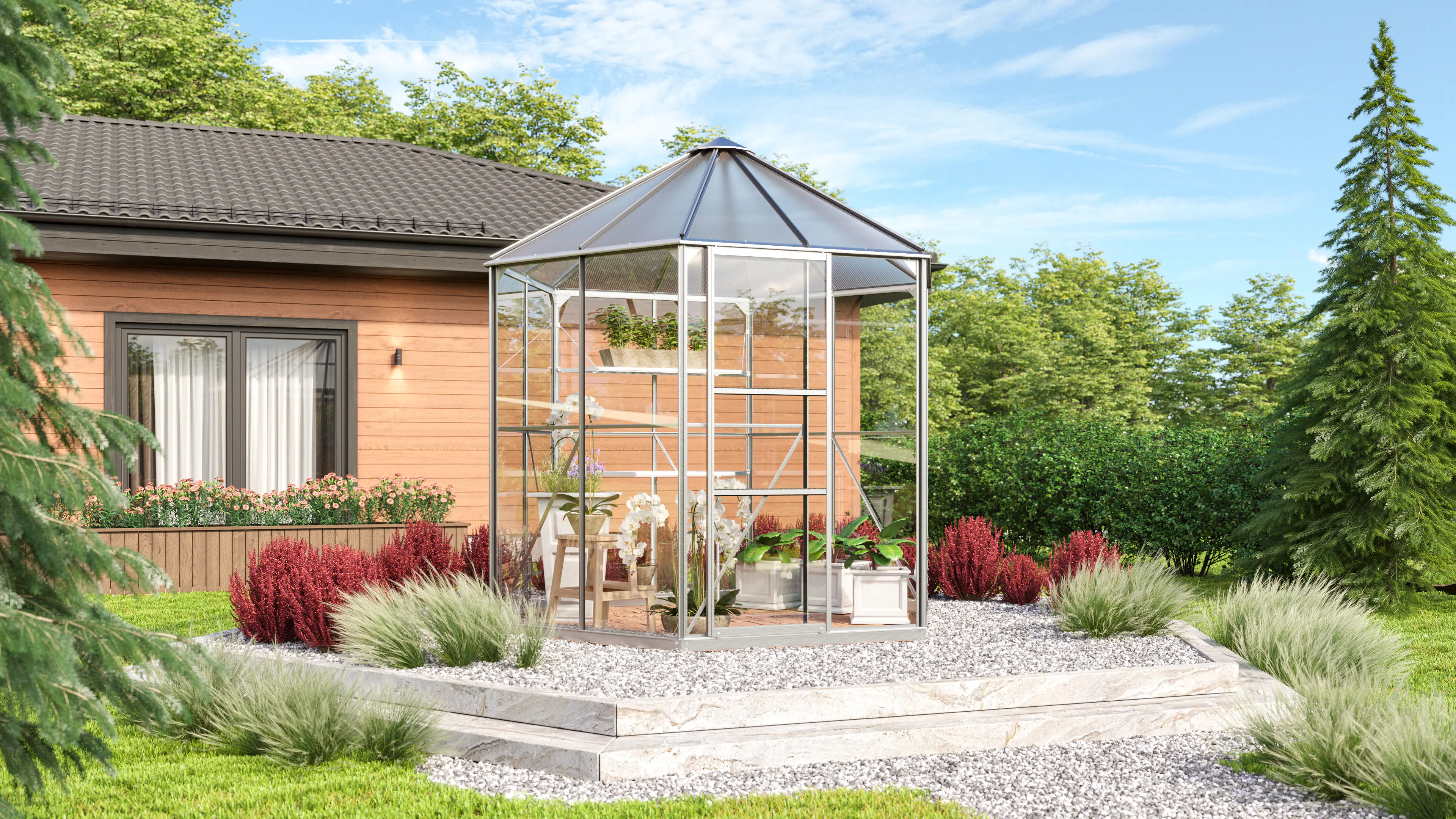 Vitavia Gewächshaus Juno 4500 253 x 221 cm 3 mm Sicherheitsglas