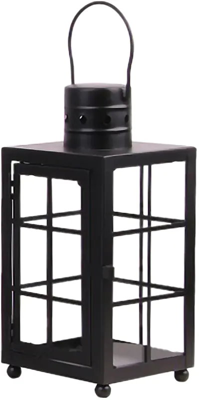 TrendLine Deko Eisen-Glas Laterne 27 x 12 x 12 cm schwarz