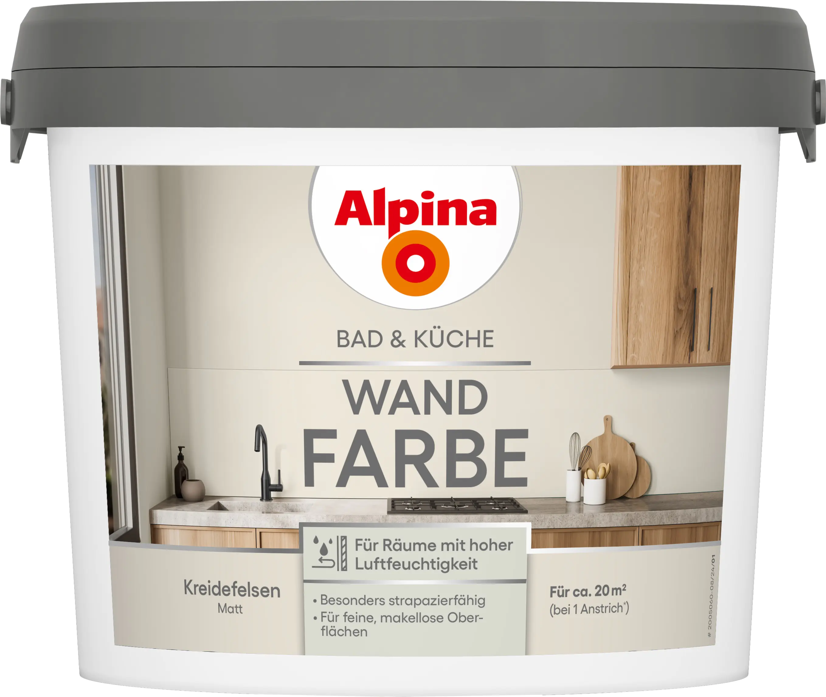 Alpina Wandfarbe für Küche & Badezimmer Kreidefelsen 2,5 L