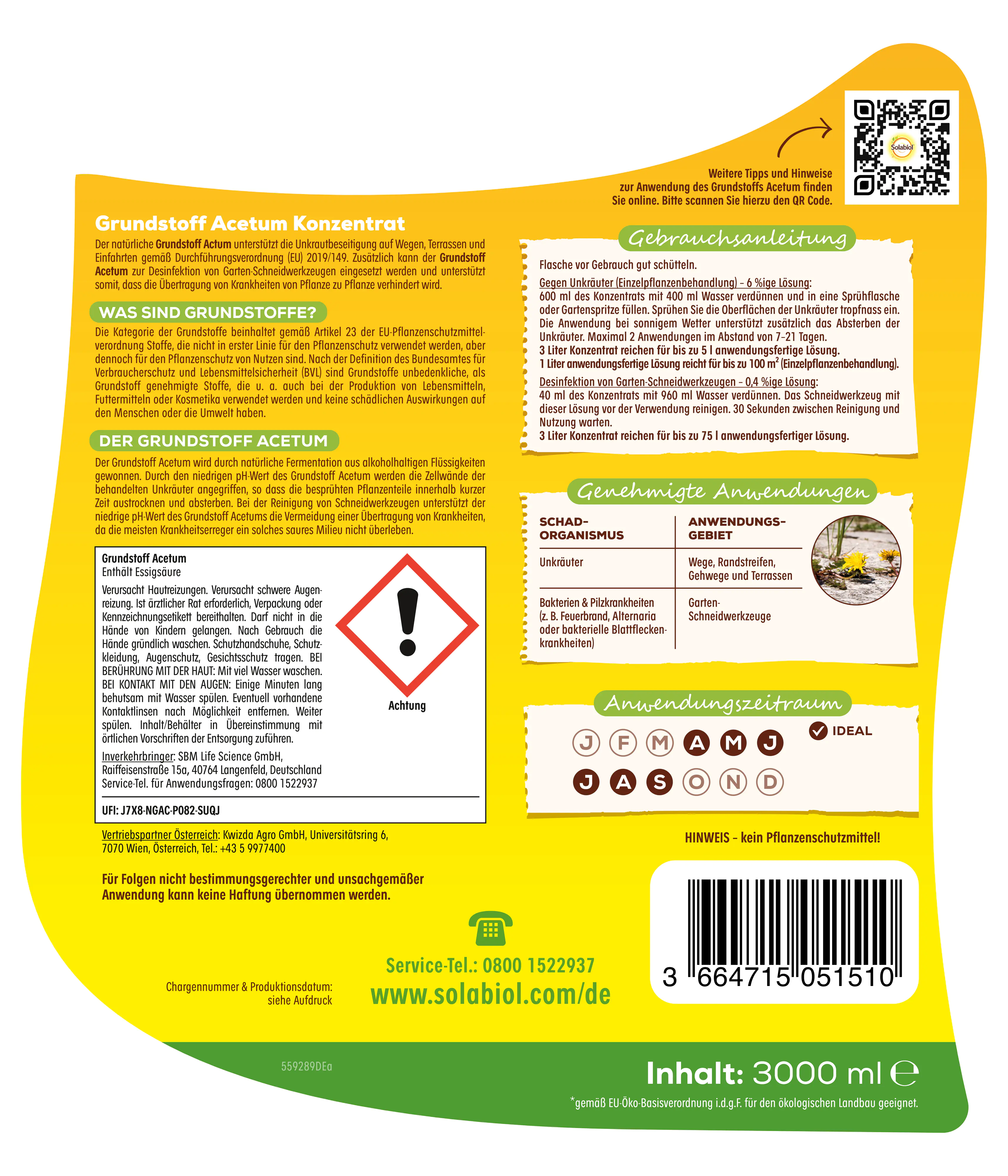 Solabiol Turbo Unkrautfrei Grundstoff Acetum 3 l