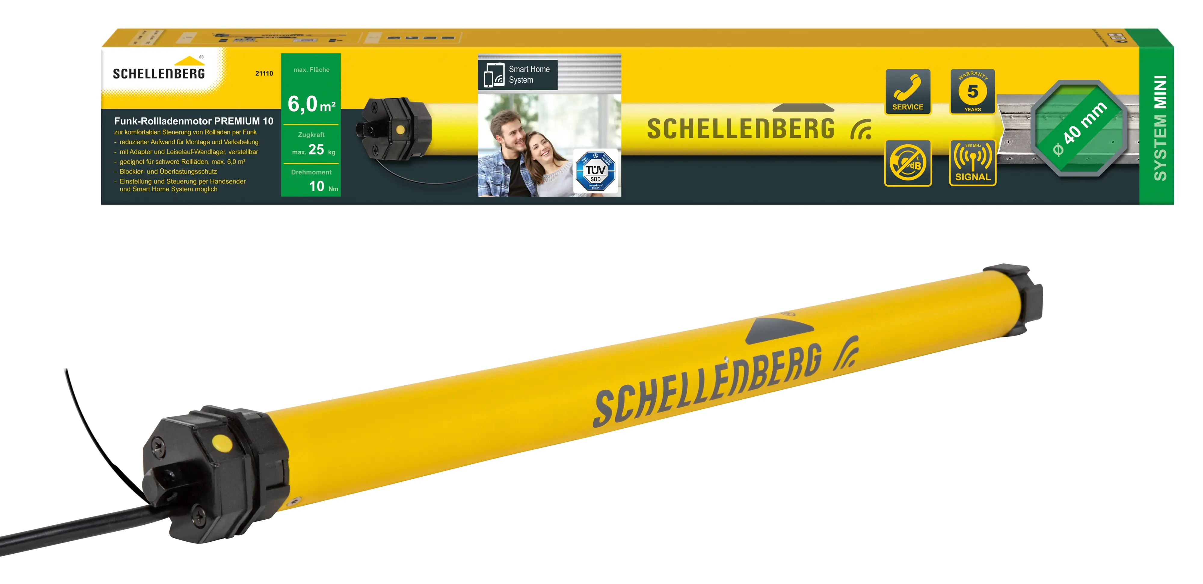 Schellenberg Funk-Rollladenmotor Mini Premium 10 Nm für 40 mm Achtkantwelle Schellenberg Funk-Rollladenmotor Mini Premium 10 Nm für 40 mm Achtkantwelle