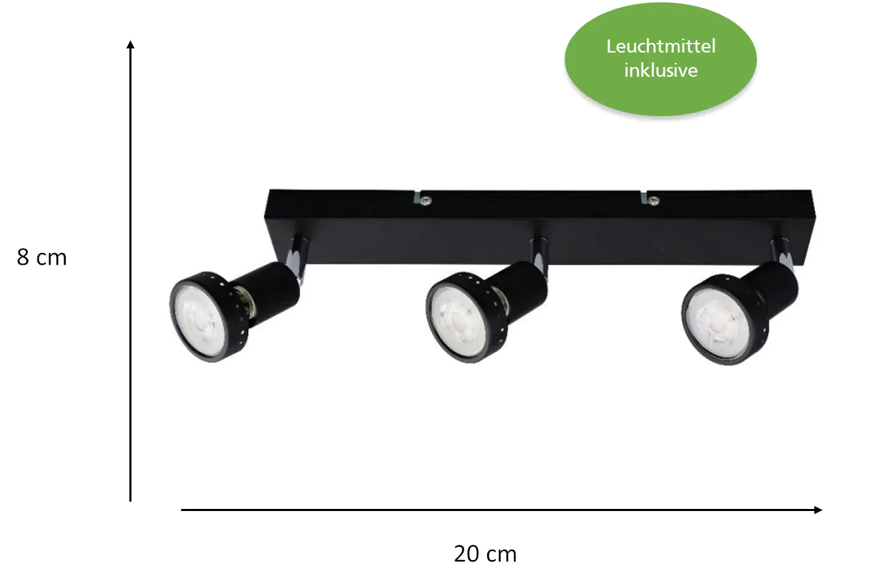 Primaster Deckenstrahler 3er LED Spot Chicago GU10 36 x 8 cm schwarz