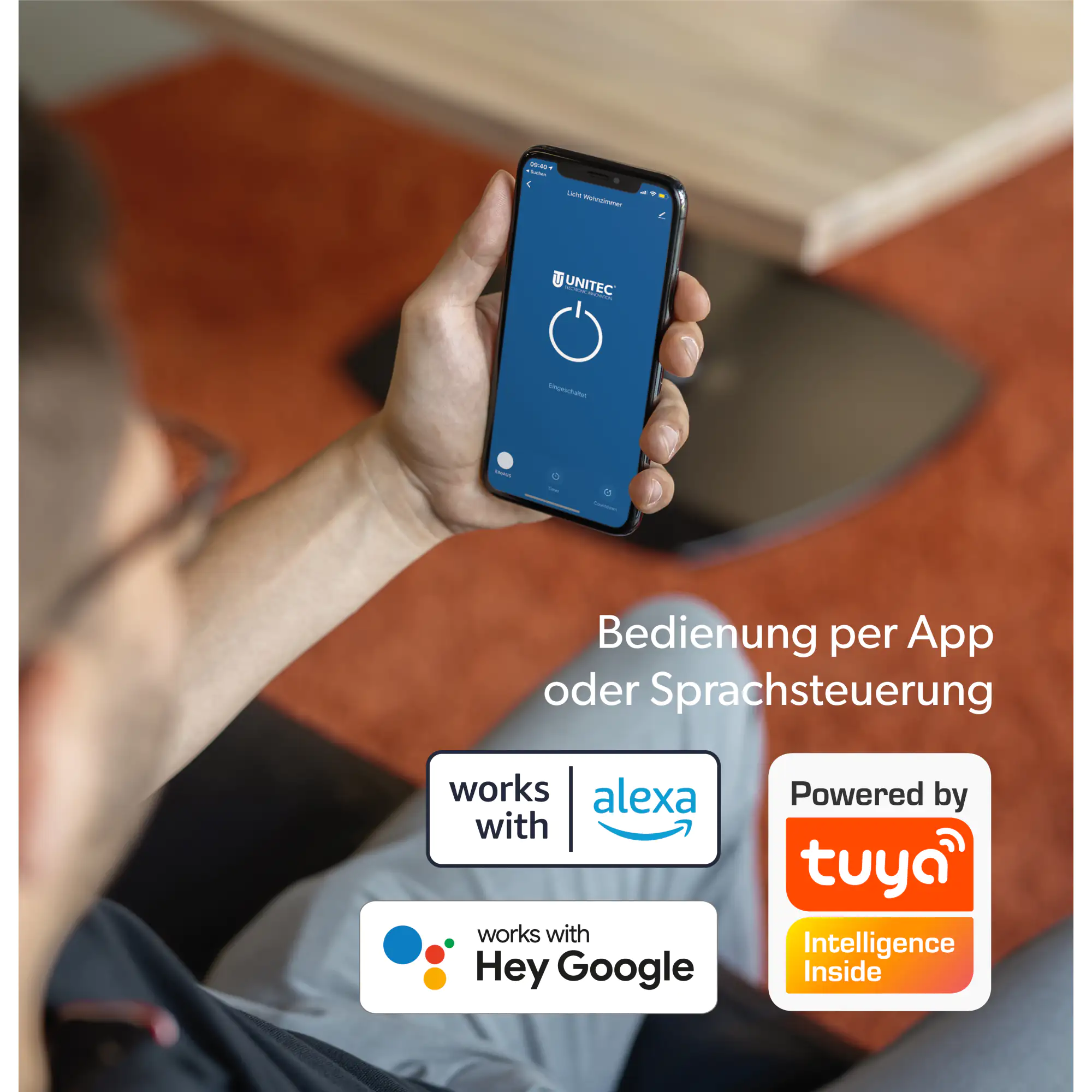 Unitec WIFI Schalter mini steuerbar per Tuya-App, Einbaumodul