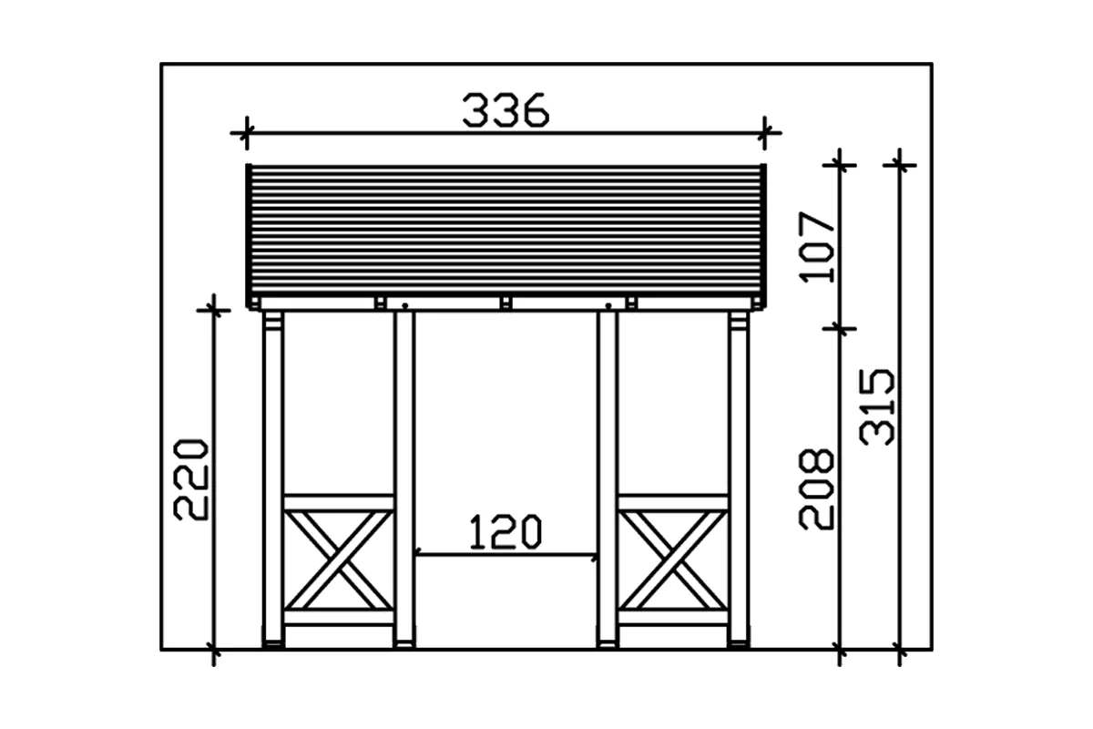 SKAN HOLZ Vordach Paderborn Typ 7 336 x 202 cm, lasiert in Eiche hell