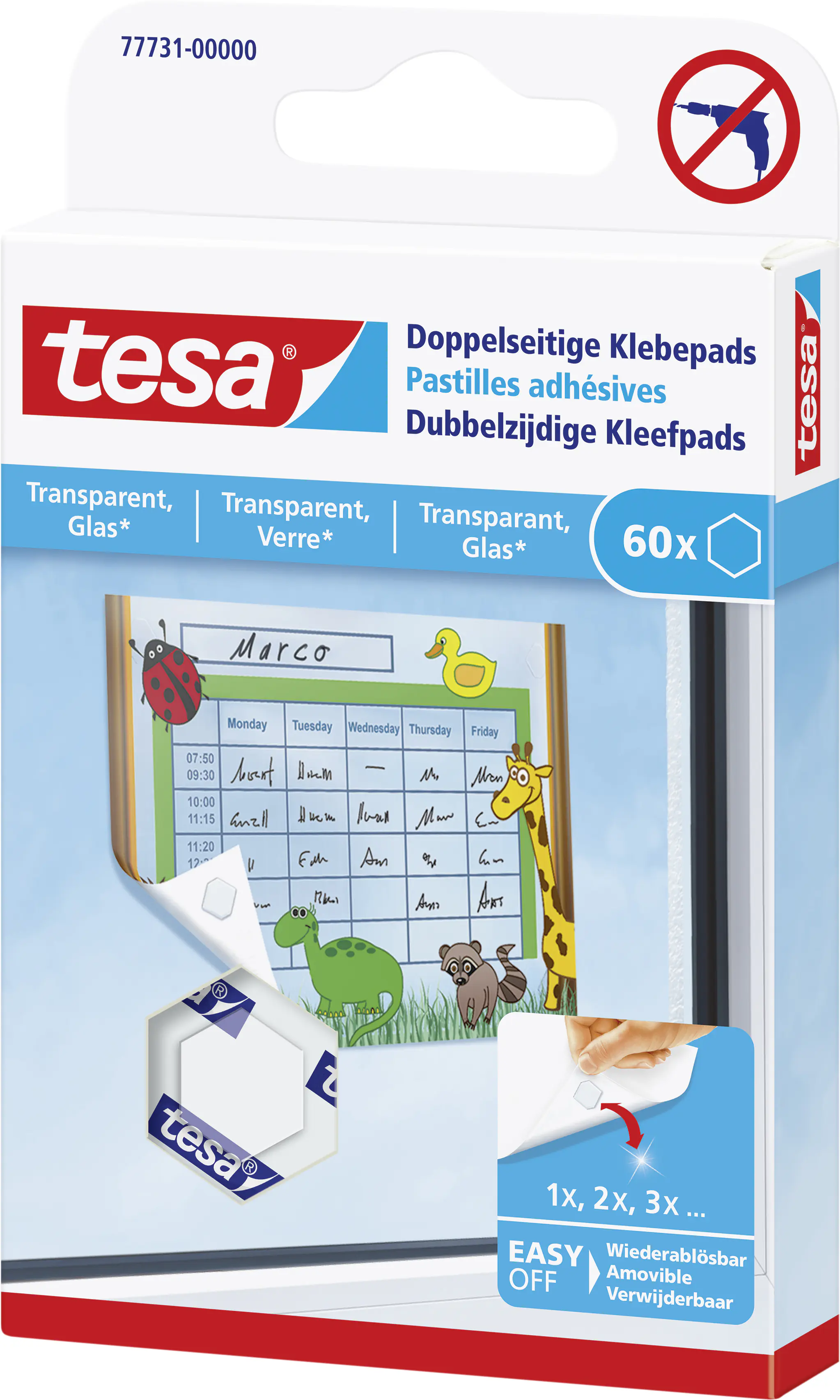 tesa Klebepads doppelseitig, transparent, 60 Stück