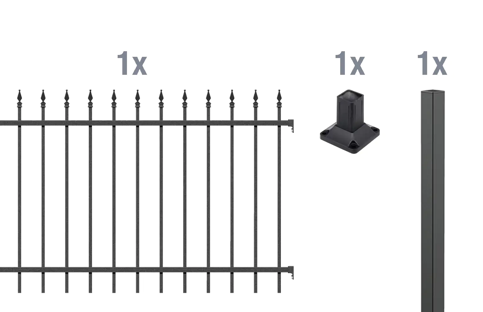 Alberts Komplettset Zaun Chaussee 2 m 100 cm matt schwarz zA Alberts Komplettset Zaun Chaussee 2 m 100 cm matt schwarz zA