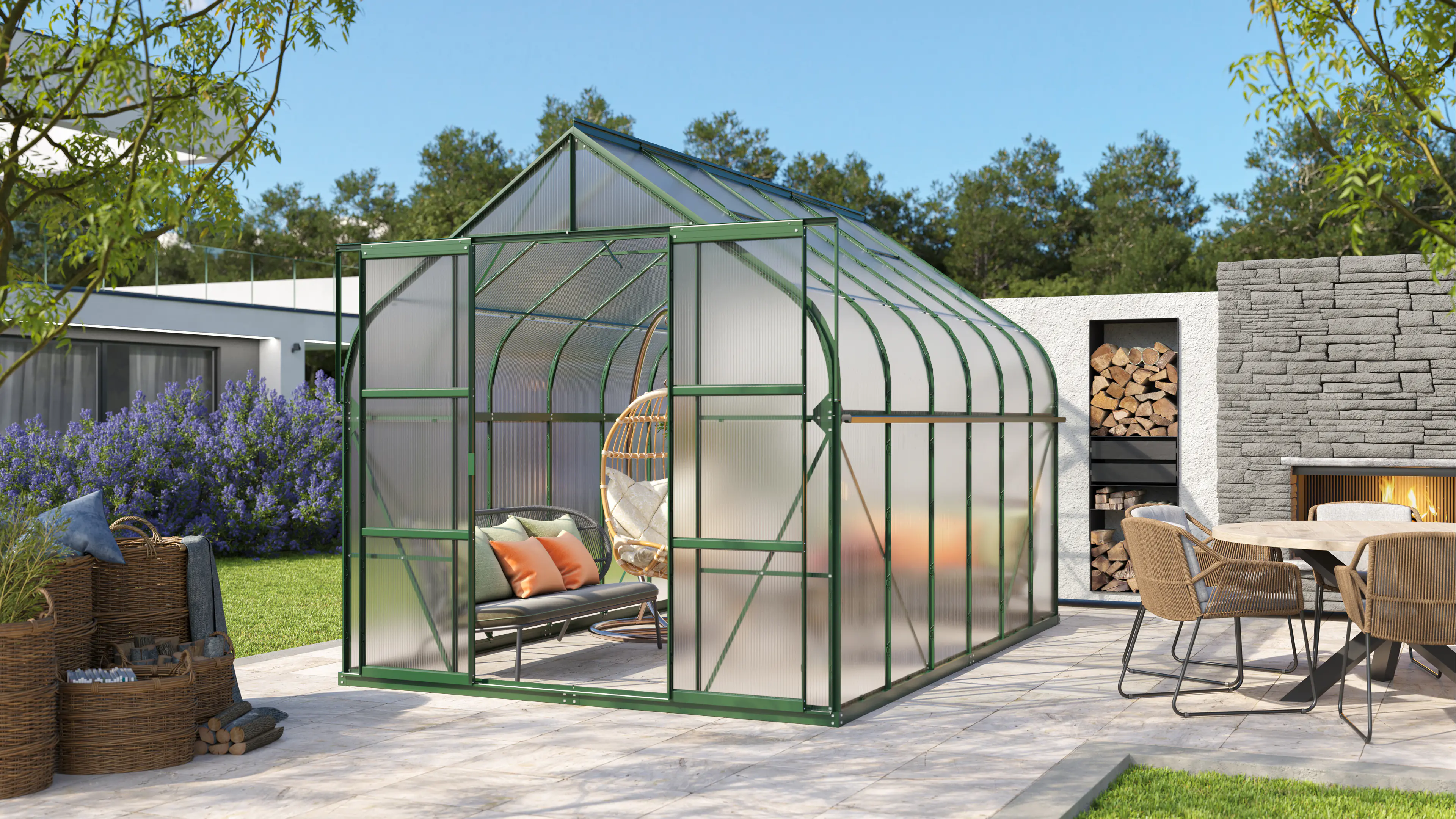 Vitavia Gewächshaus-Set Dione 9900 HKP 4 mm smaragd 254 x 378 cm 