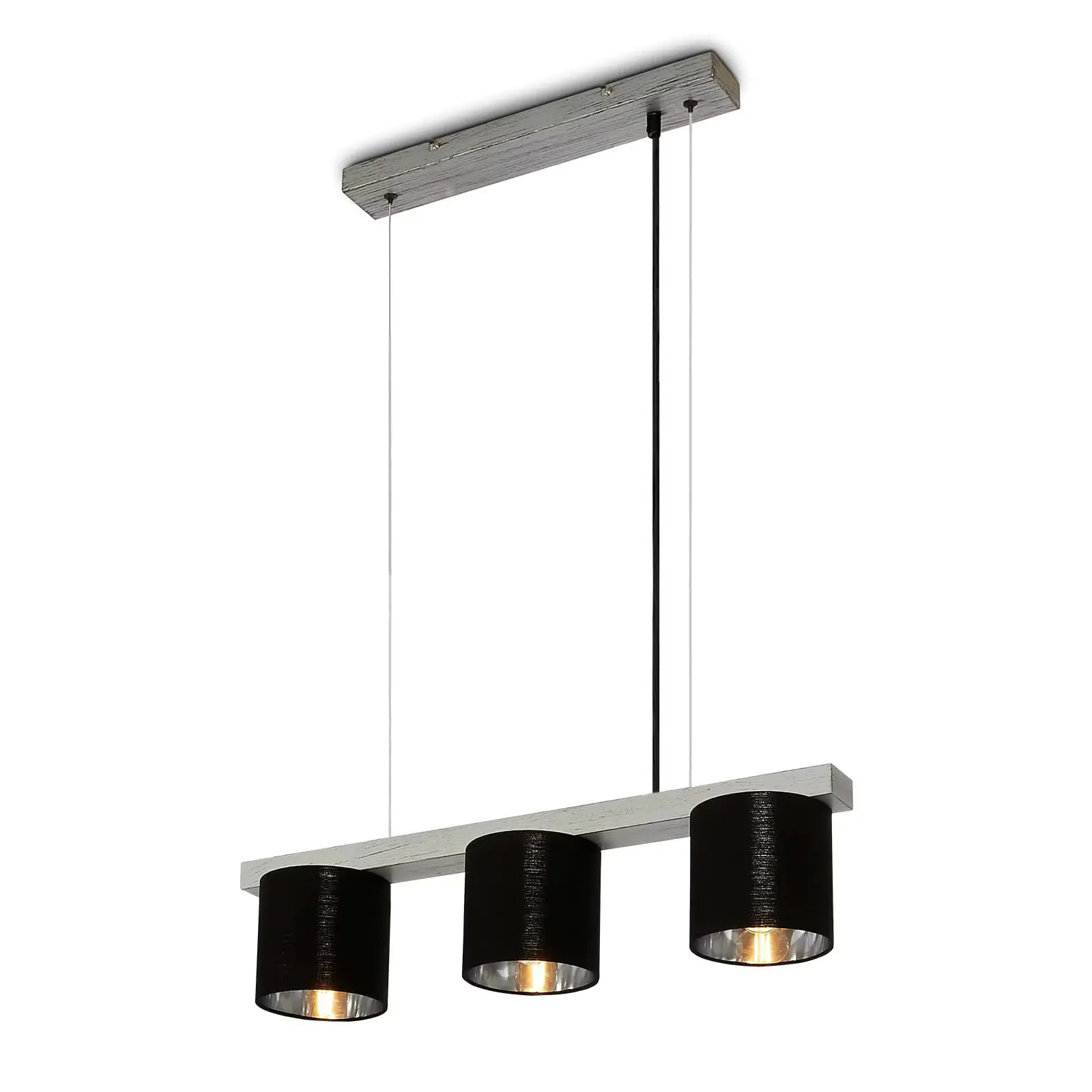 Briloner Pendelleuchte LURI antik-silber Stoff 3xE14 exklusive