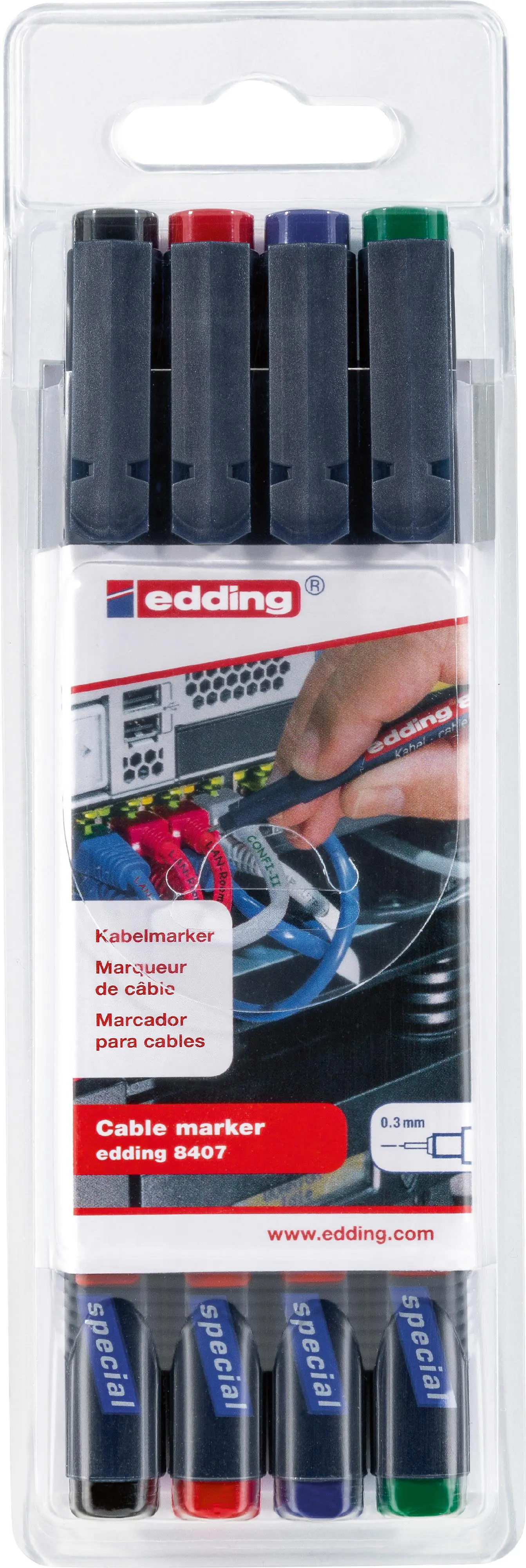 edding 8407 Kabelmarker Set 4er Set 0,3 mm