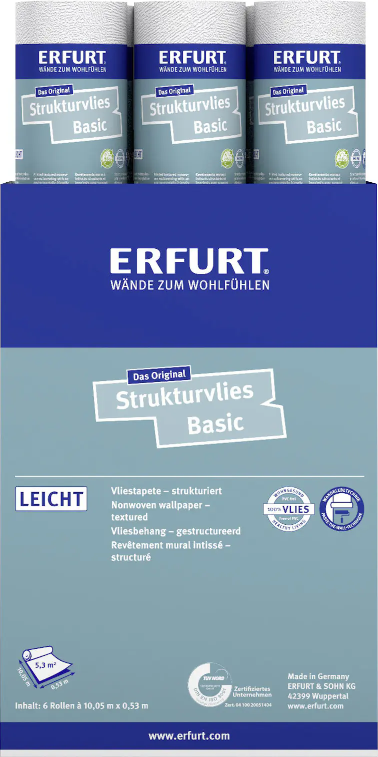 Erfurt Vliestapete Basic 403 weiß 10,05 x 0,53 m Erfurt Vliestapete Basic 403 weiß 10,05 x 0,53 m