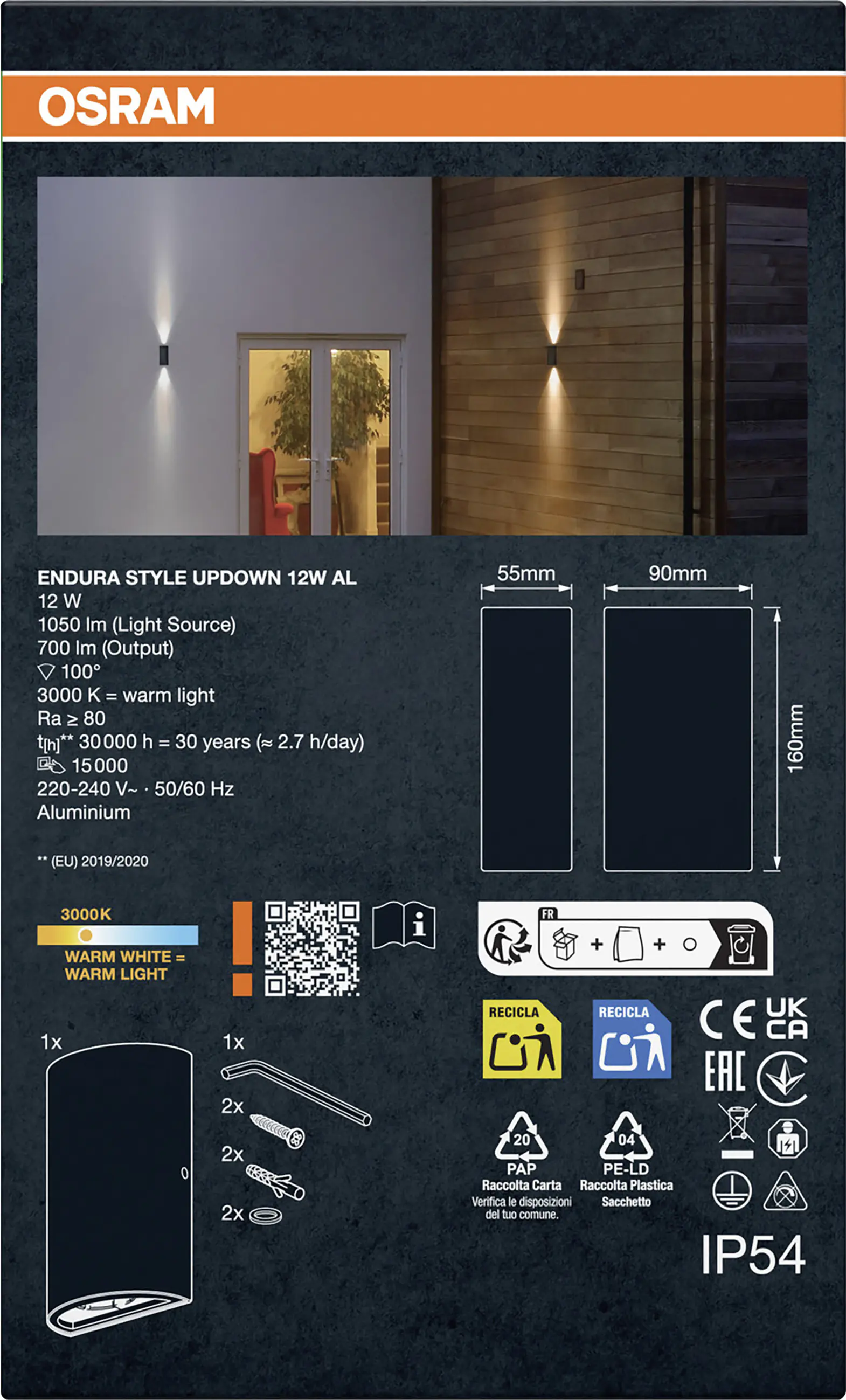 Osram LED Außen-Wandleuchte Endura Style Updown 16 cm aluminium 12 W Osram LED Außen-Wandleuchte Endura Style Updown 16 cm aluminium 12 W