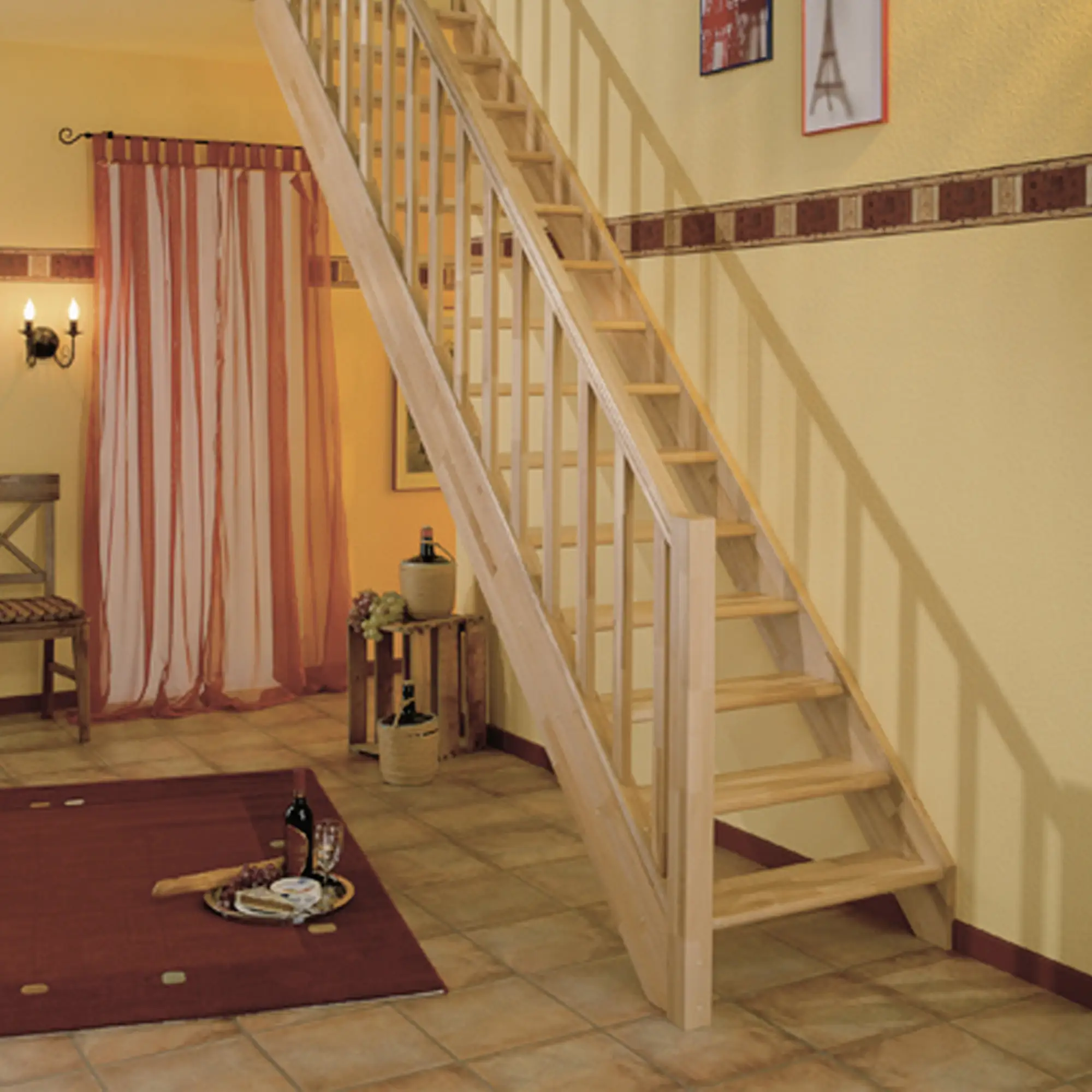 Dolle Raumspartreppen Paris gerade Buche unbehandelt inkl. Geländer