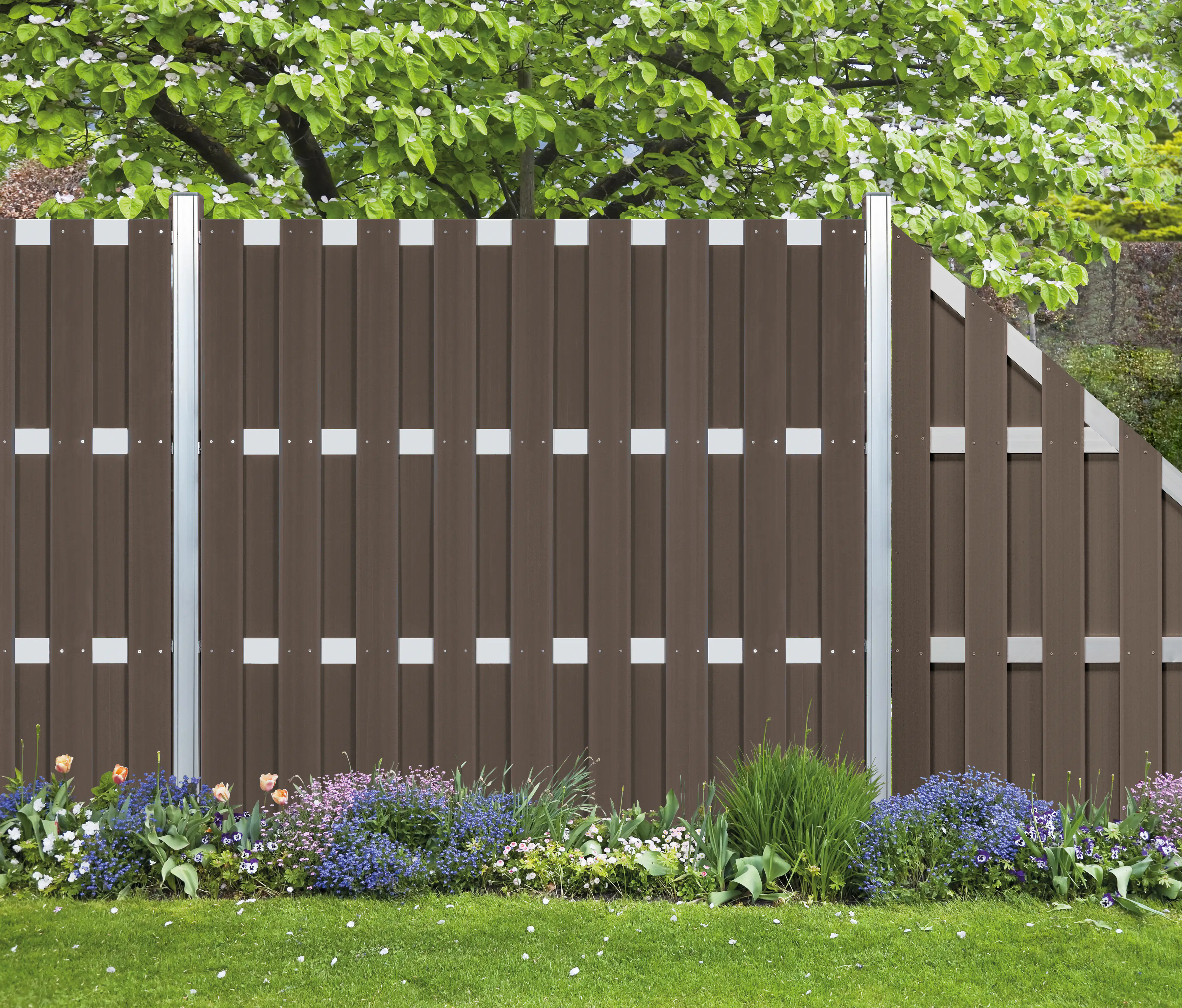 elephant WPC-Sichtschutzzaun Grace Line Schrägelement braun 90 x 180 cm