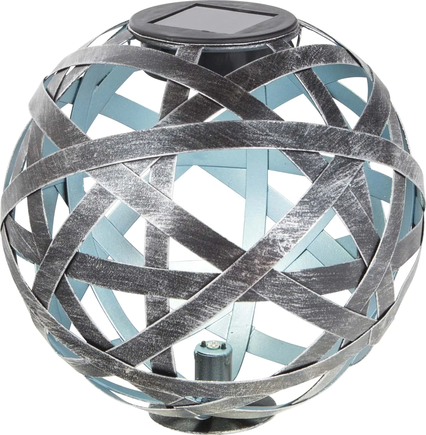 4333692208277_5 TrendLine LED Solarkugel silber-blau 18 cm mit Erdspieß
