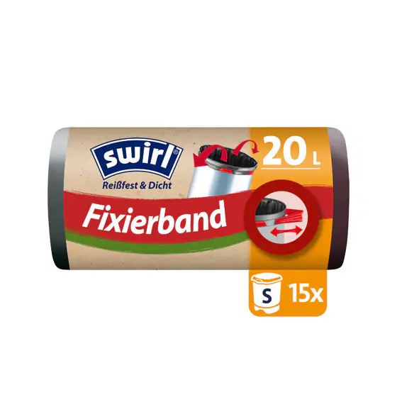 Swirl® Fixierband-Müllbeutel 20 L Reißfest & Dicht