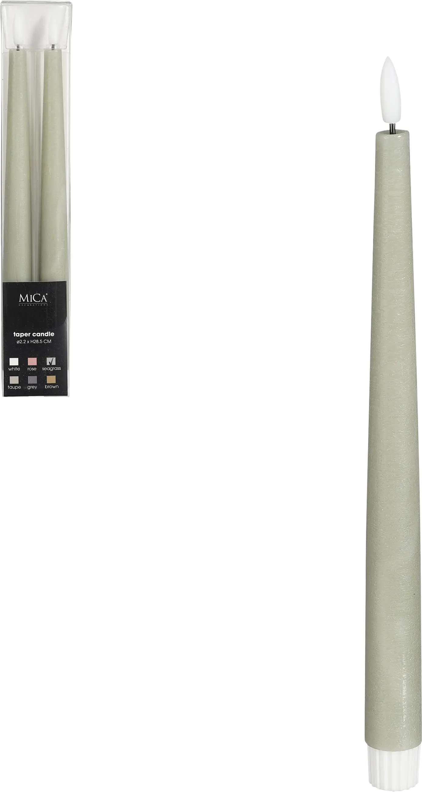 Mica Decorations LED Spitzkerze grün Ø 2 x 29 cm warmweiß - 2 Stk.