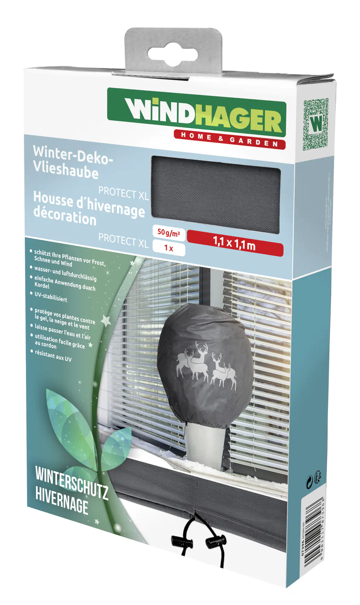 Windhager Deko-Haube Protect XXL 1,4 x 2 m, grau mit Hirschmotiv