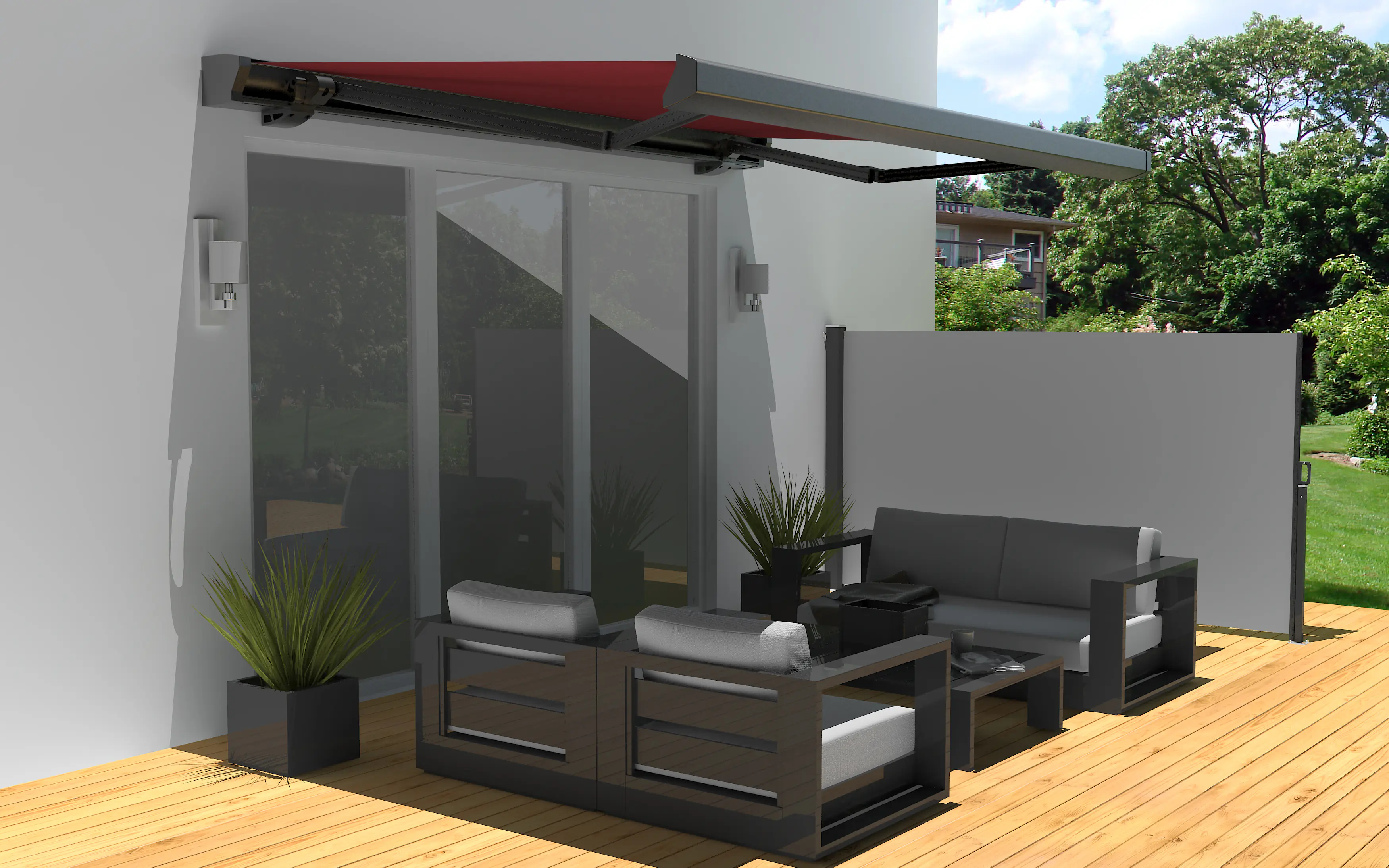 Primaster Kassetten-Markise 3,5 x 3 m elektrisch rot