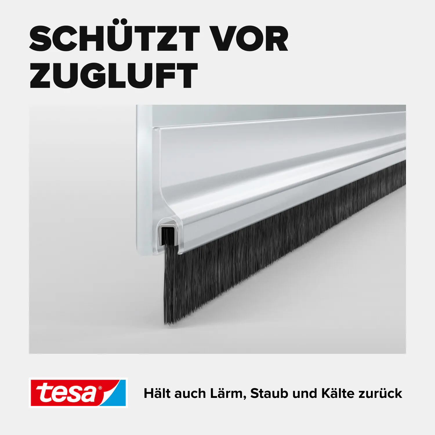tesa Moll Türdichtschiene Standard weiß, für Textilböden, für Spalten bis 15 mm