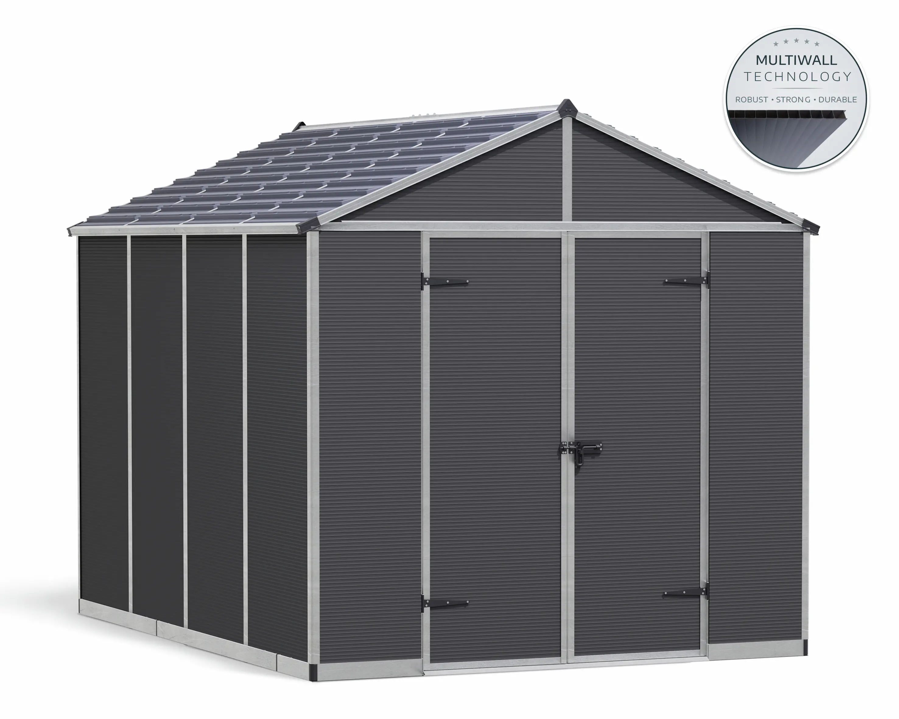 Canopia Gerätehaus Rubicon 8x10 mit Solar LED Kit grau 237,1 x 302,7 cm