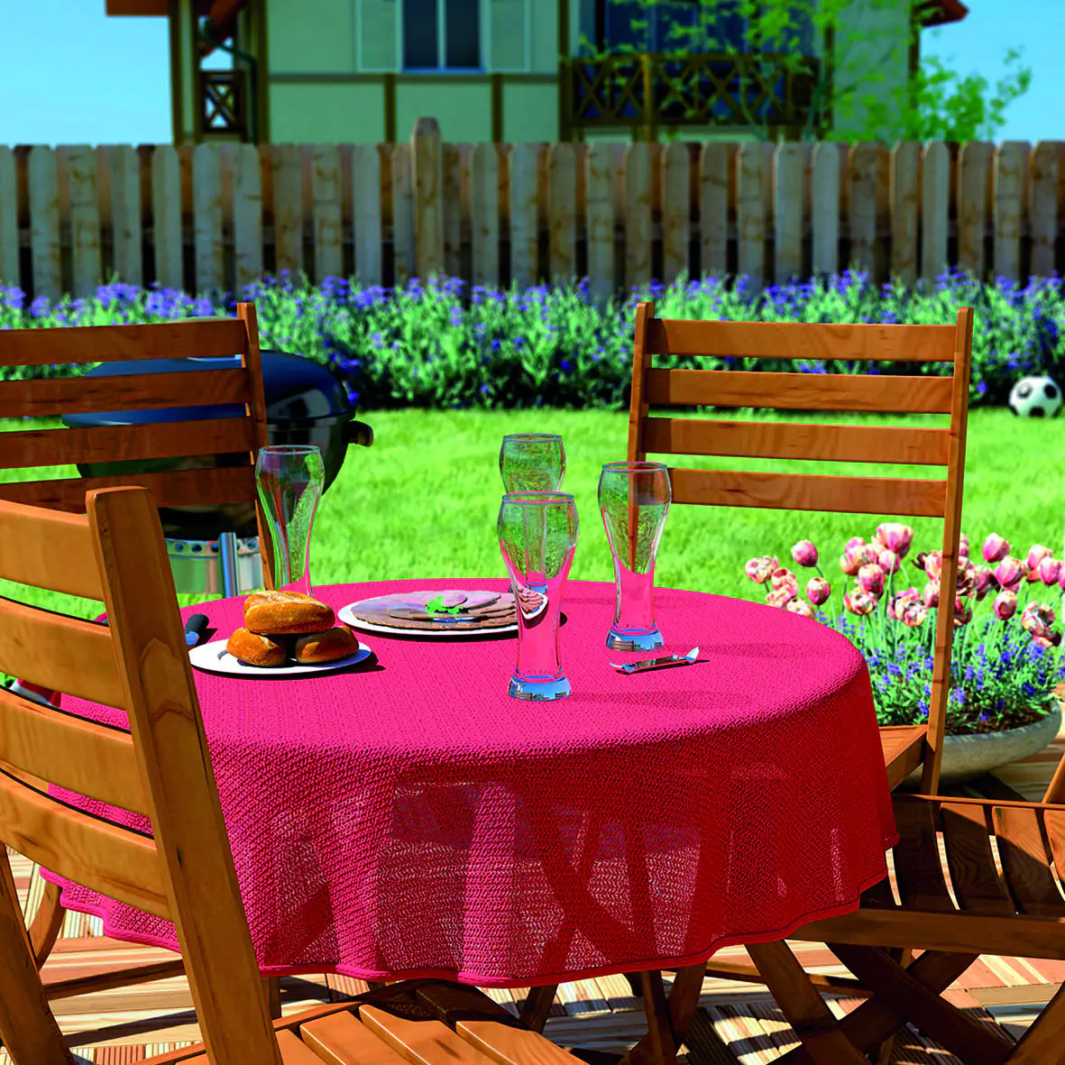 d-c-garden Gartentischdecke Florida 160 cm rund, rot