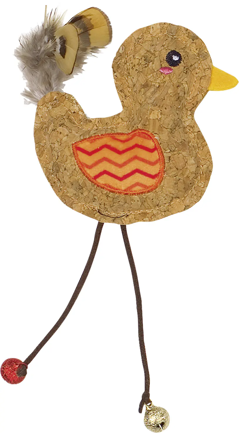 Nobby Kork Vogel mit Catnip 17 cm orange