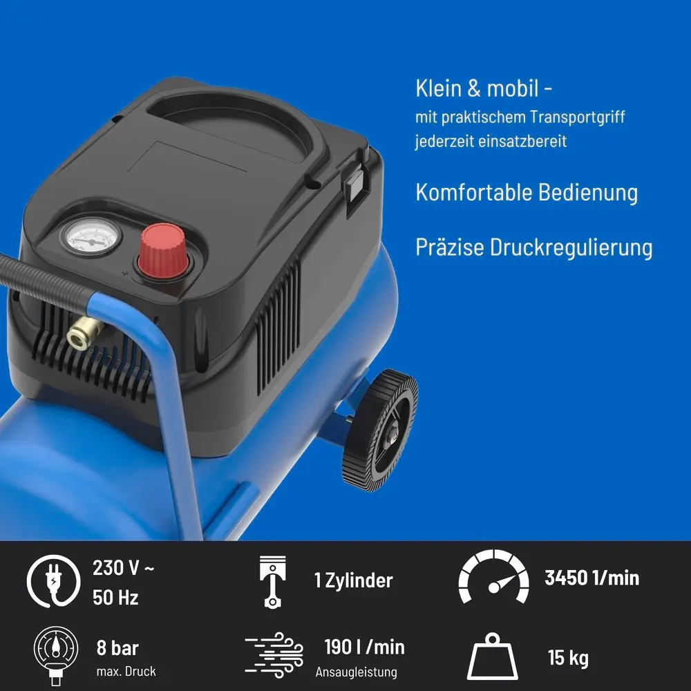 Güde Kompressor 190/08/24 8 bar 24 l 190 l/min 1,2 KW ölfrei