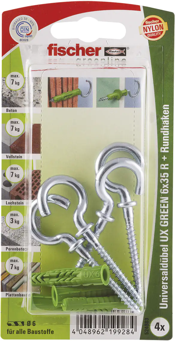 Fischer Universaldübel-Set UX green 6.0 x 35 mm - 4 Stück