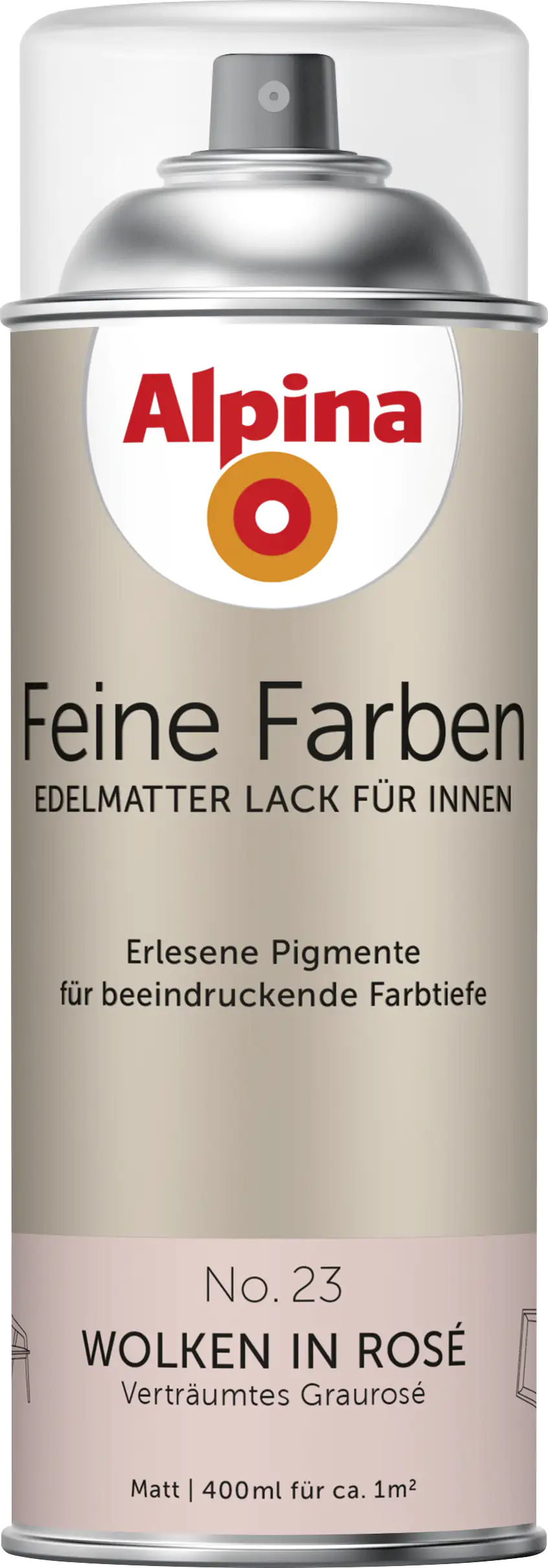 4001244764686 Alpina Feine Farben Sprühlack No. 23 Wolken in Rosé  graurosé edelmatt 400 ml