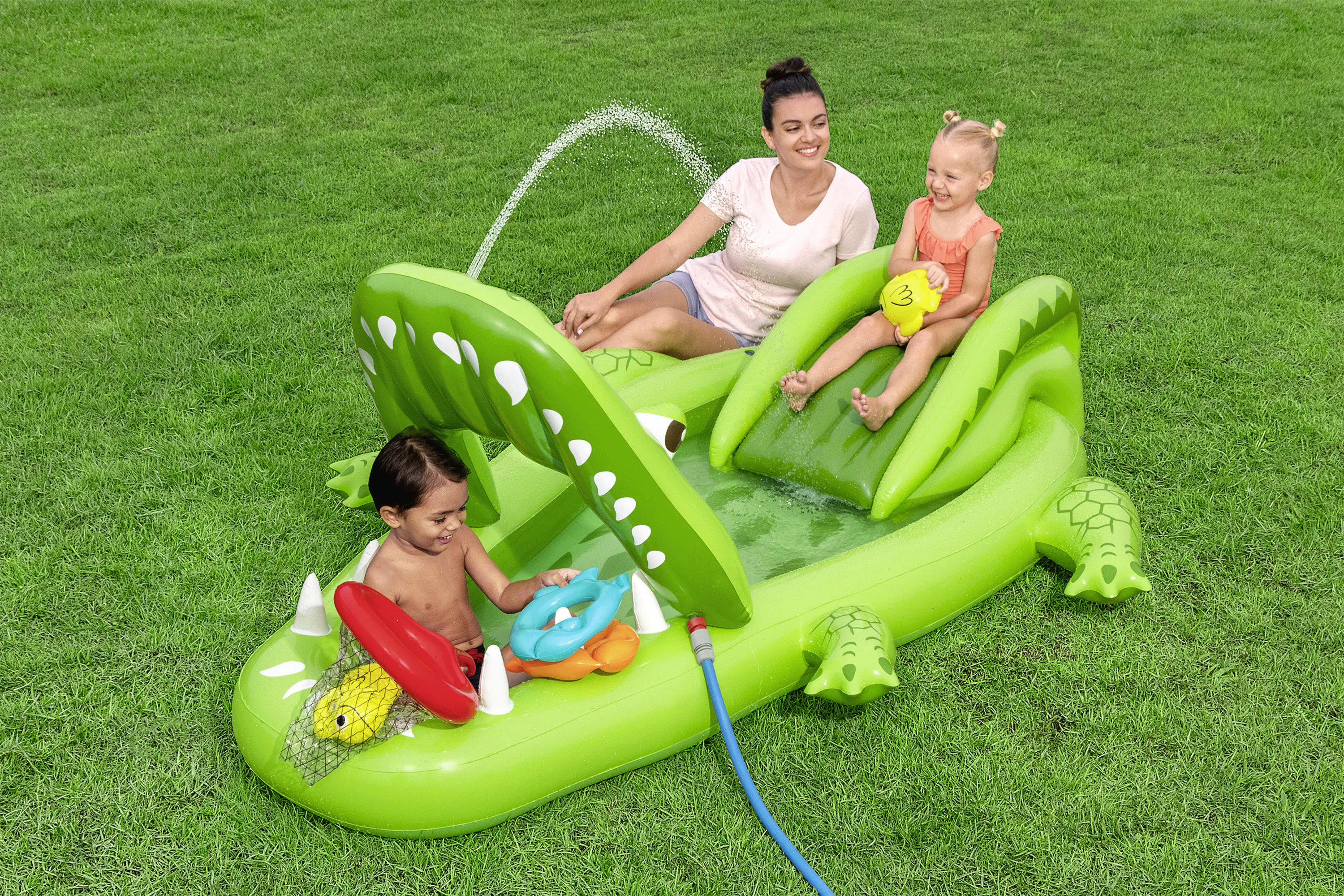 Bestway Wasserspielcenter im Krokodil-Motiv 234 x 163 x 87 cm grün