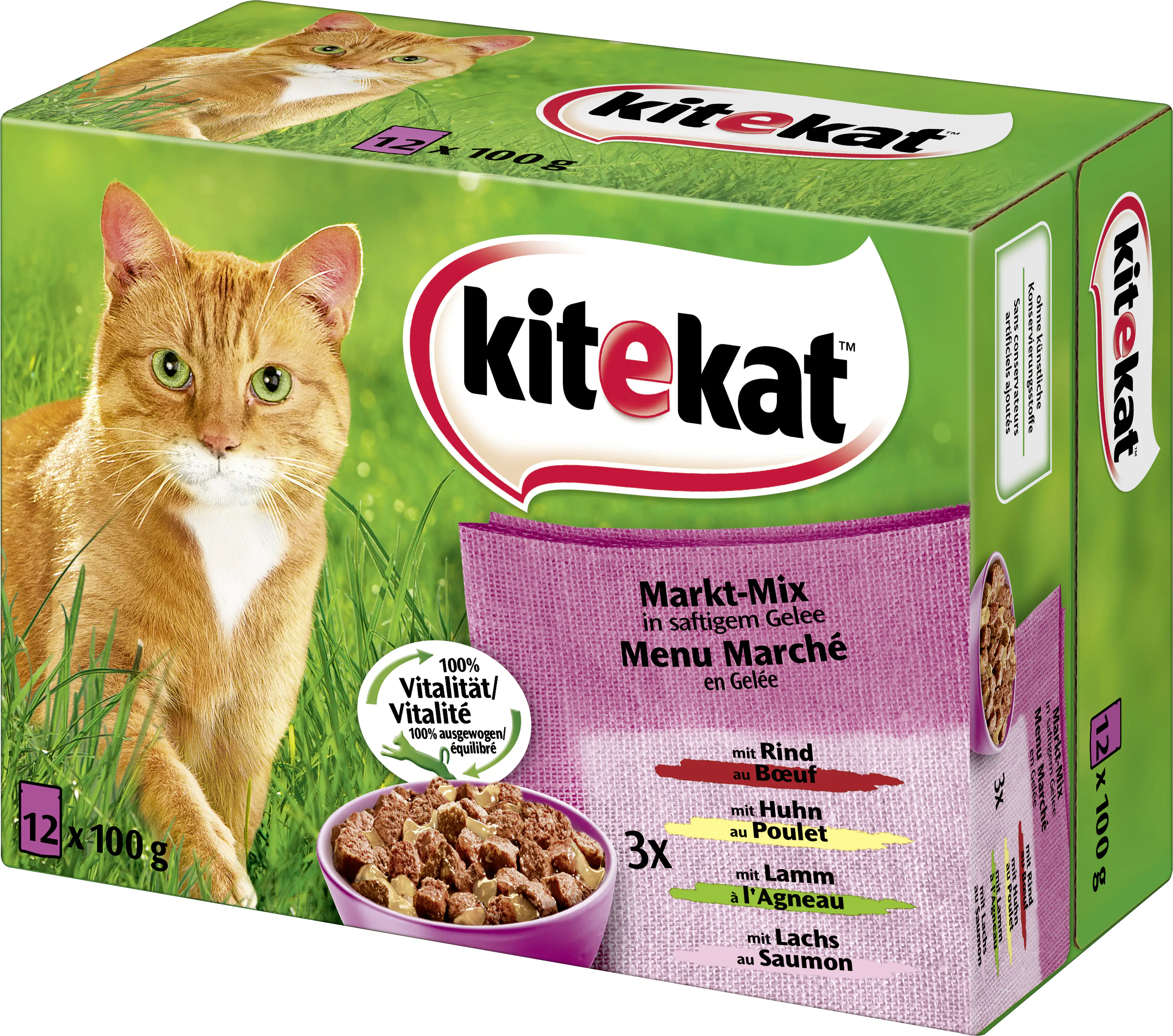 4008429023255 Kitekat Portionsbeutel Multipack Markt Mix in Gelee 12 x 100 g