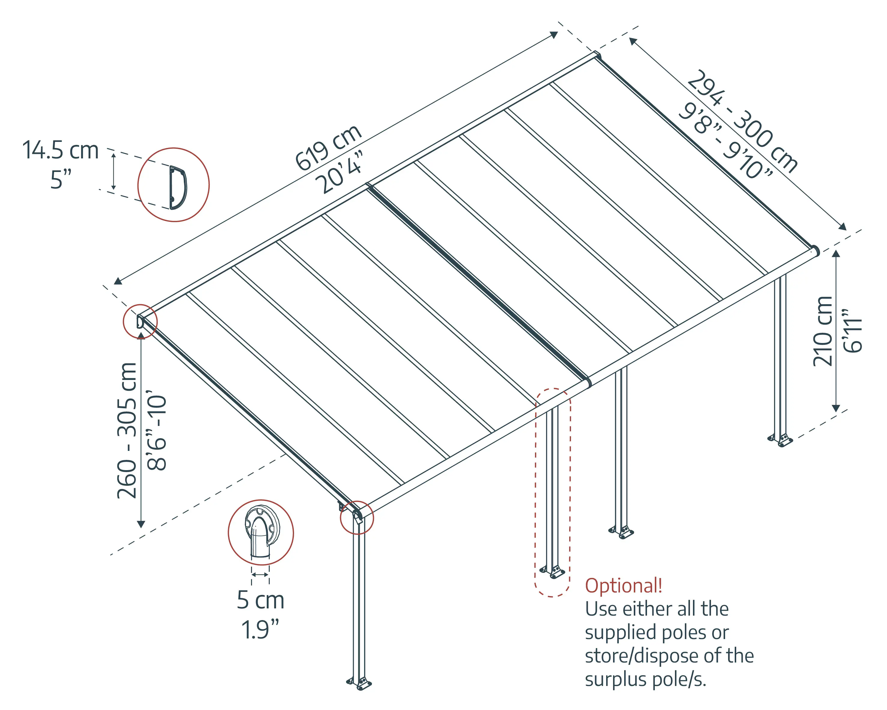 Canopia Terrassenüberdachung Olympia 3x6.1 weiß