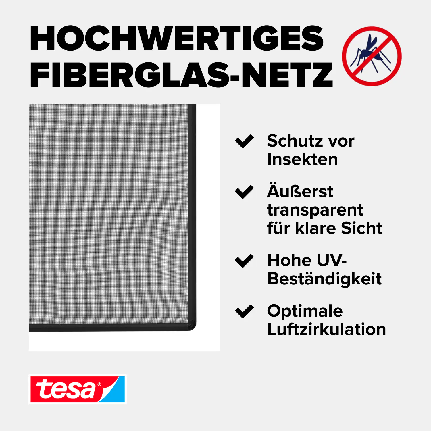 tesa Anklipsrahmen Fliegengitter 100 x 120 cm anthrazit