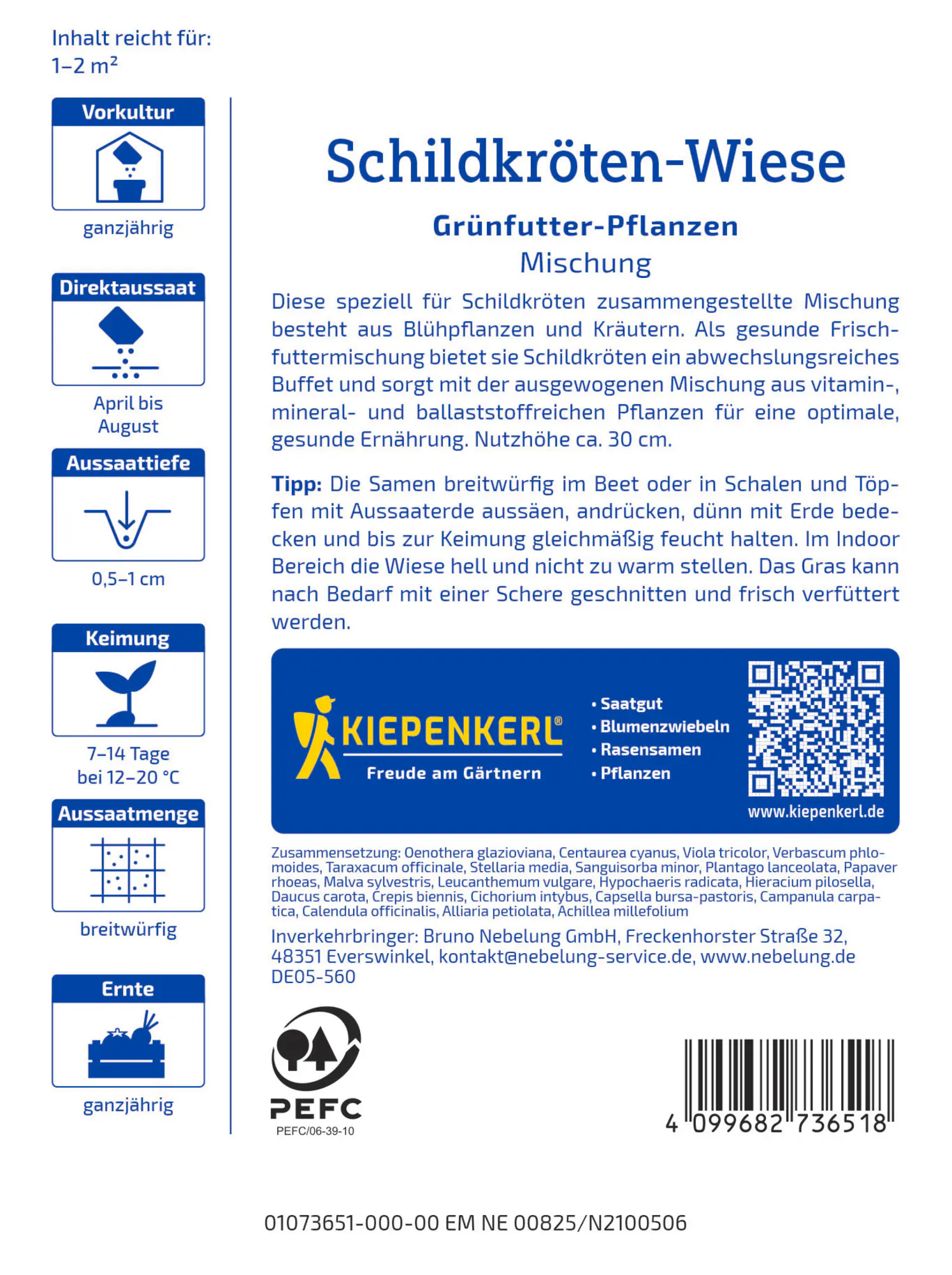 Kiepenkerl Saatgut Schildkröten-Mischung Grünfutter-Pflanzen für ca. 1-2 m²