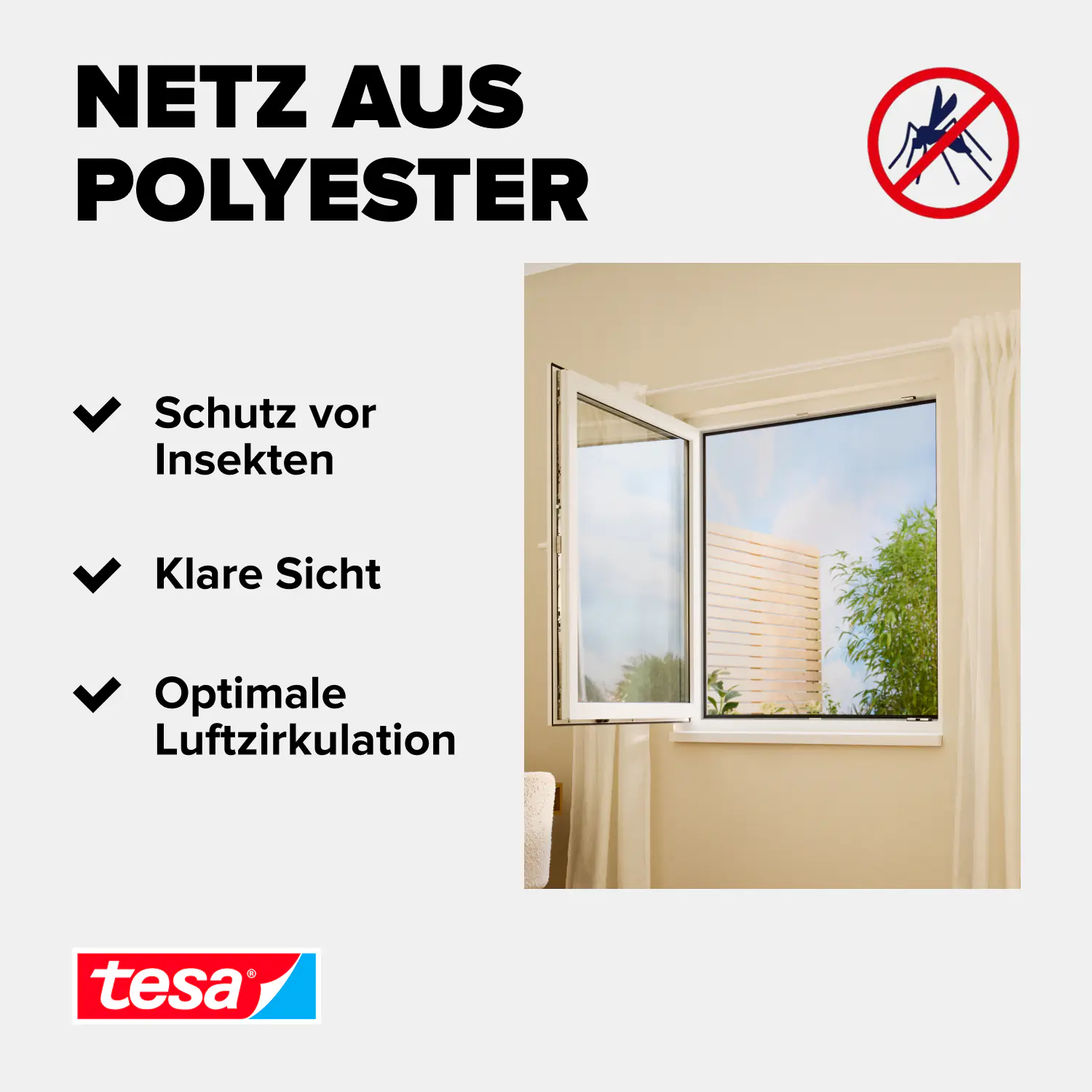 tesa Fliegengitter STANDARD 150 x 180 cm anthrazit individuell kürzbar