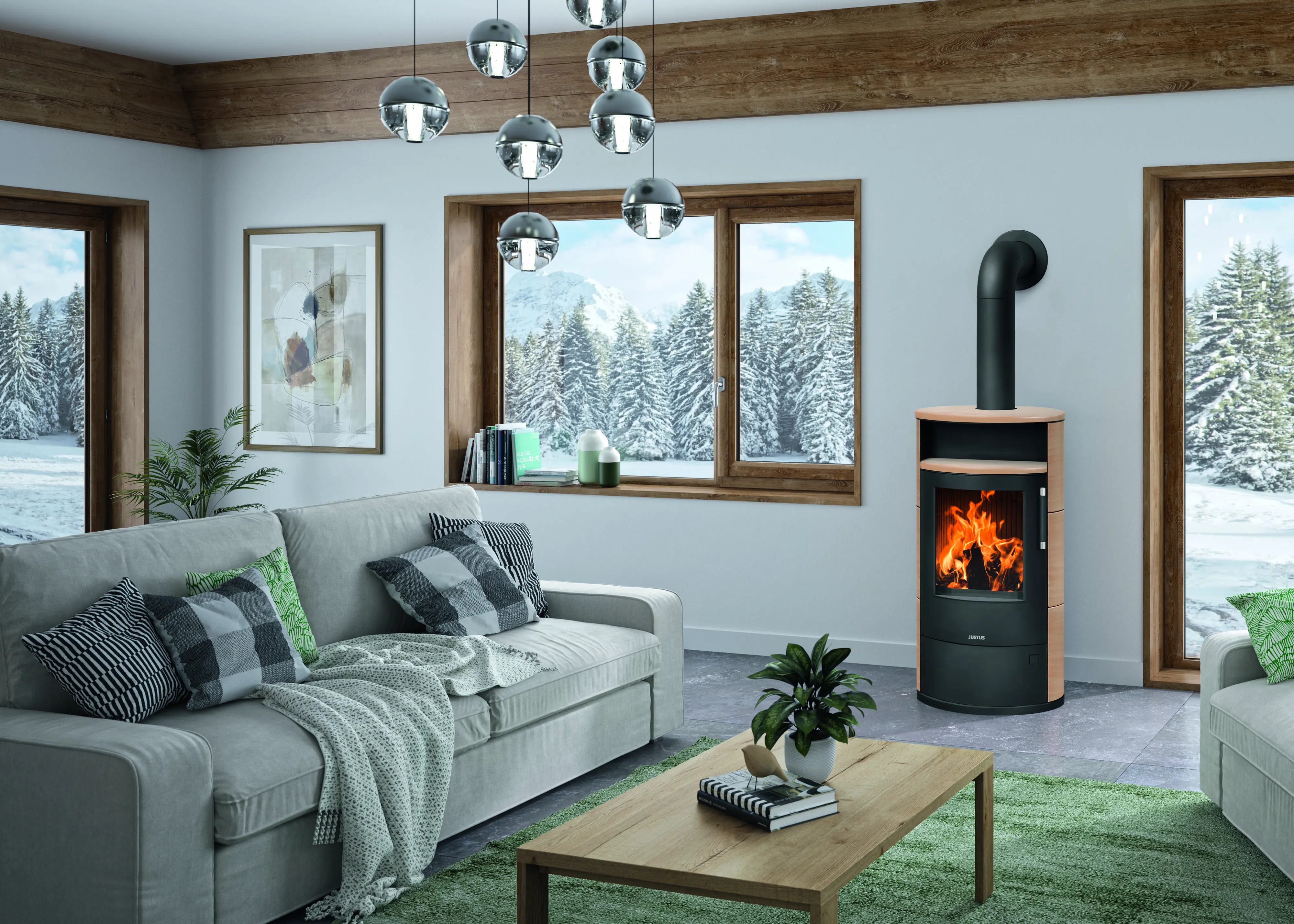 Justus Kaminofen Island 7 2.0 Keramik corretto 7 kW