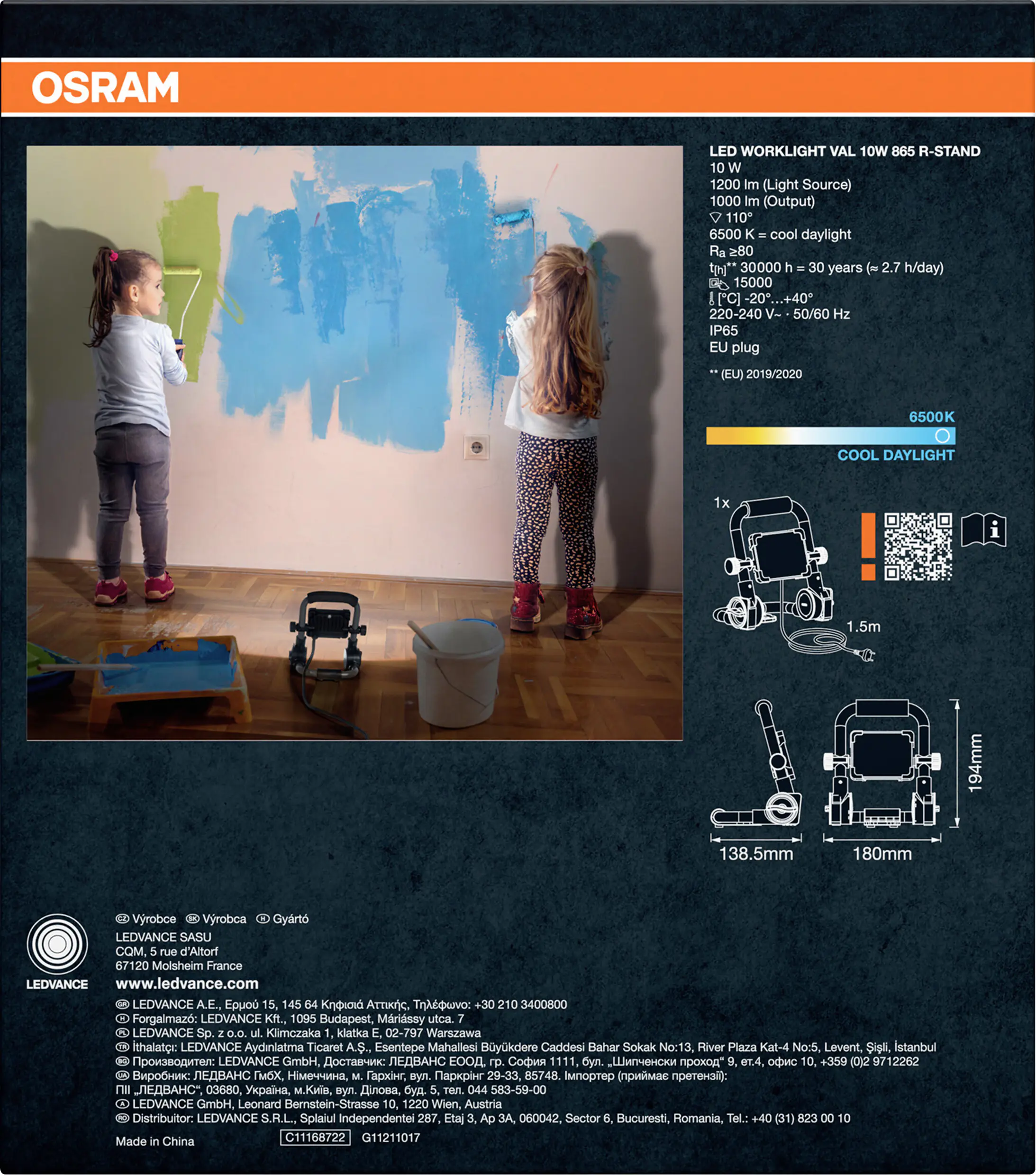Osram LED Arbeitsleuchte Worklight Value 10 W kaltweiß schwarz-grau