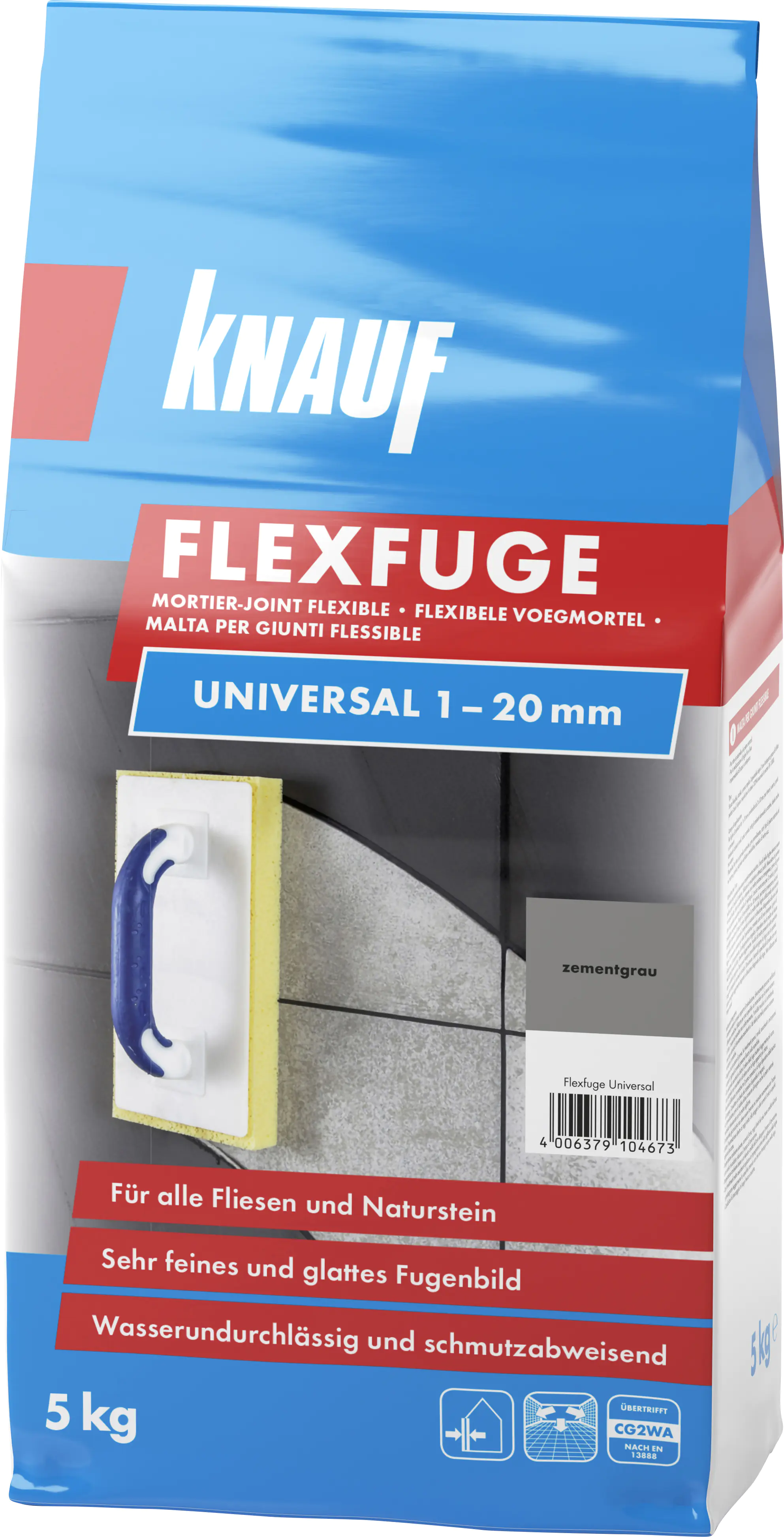 Knauf Fugenmörtel Flexfuge Universal 1 - 20 mm zementgrau 5 kg Knauf Fugenmörtel Flexfuge Universal 1 - 20 mm zementgrau 5 kg