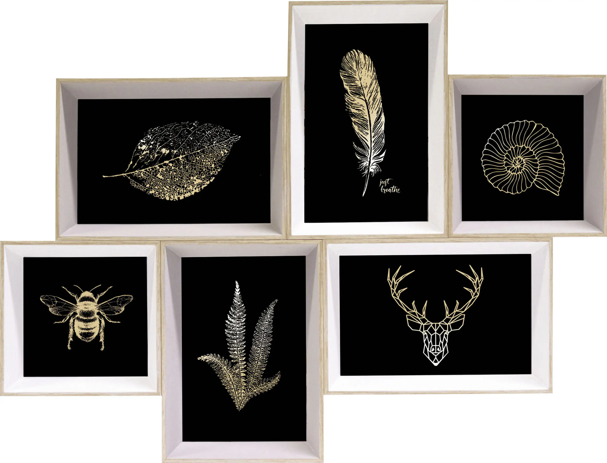 Bilderrahmen Collage Multi natur/weiß 33 x 43,5 cm - 6 Fotos