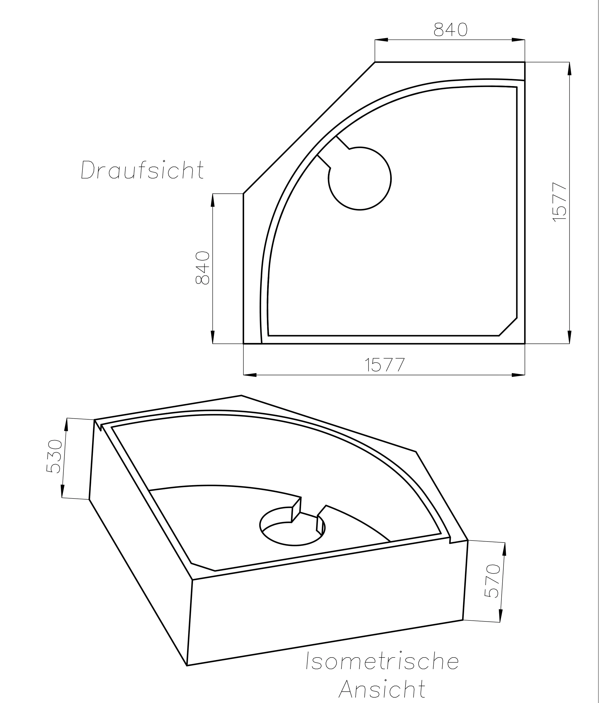 Ottofond Wannenträger Sardinia 1577 x 1577 mm