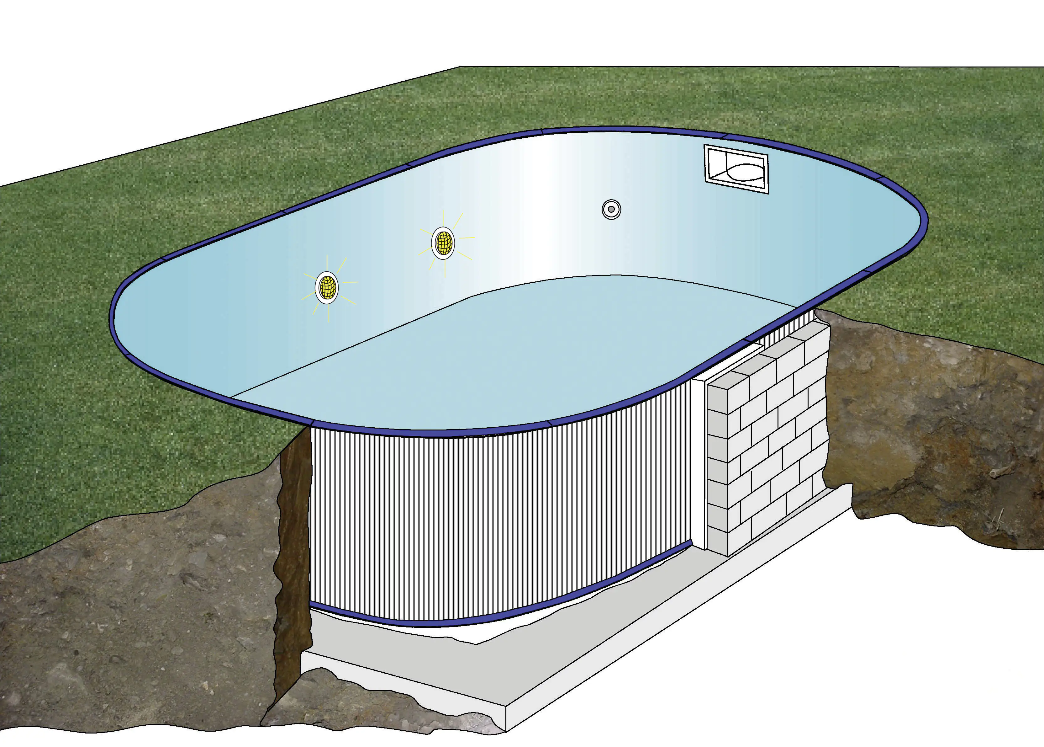 Gre Stahl-Einbaupool Sumatra oval 700 x 320 x 120 cm