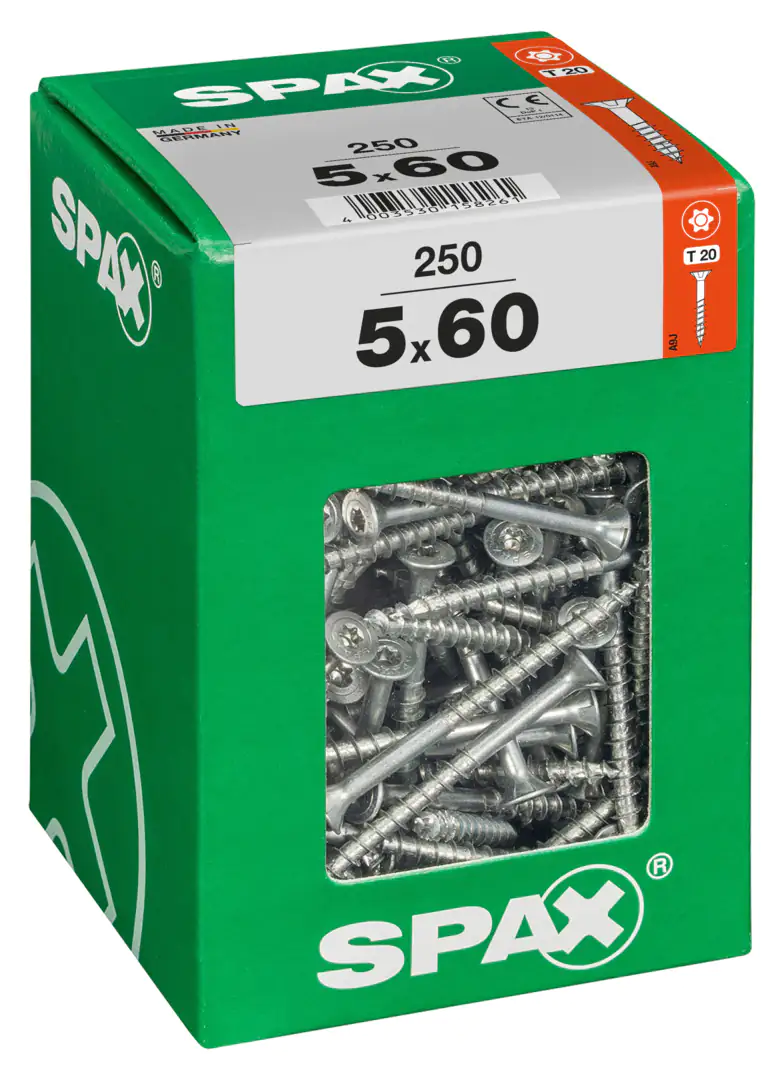 Spax Universalschrauben 5.0 x 60 mm TX 20 Senkkopf - 250 Stk. Spax Universalschrauben 5.0 x 60 mm TX 20 Senkkopf - 250 Stk.