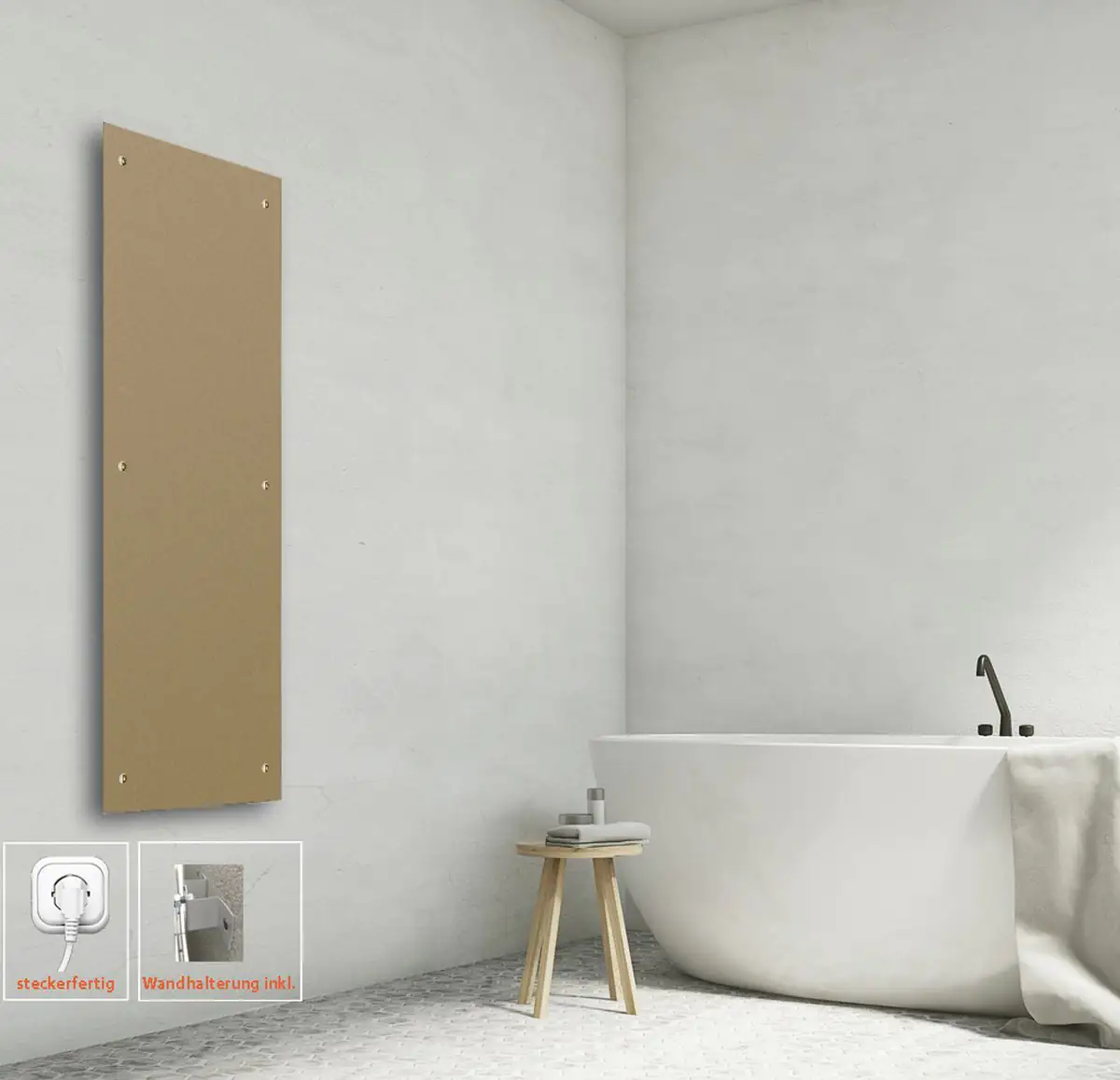4037756105198_2 Bella Jolly Infrarot Glasheizkörper 45x120 cm 850 Watt, beige-grau