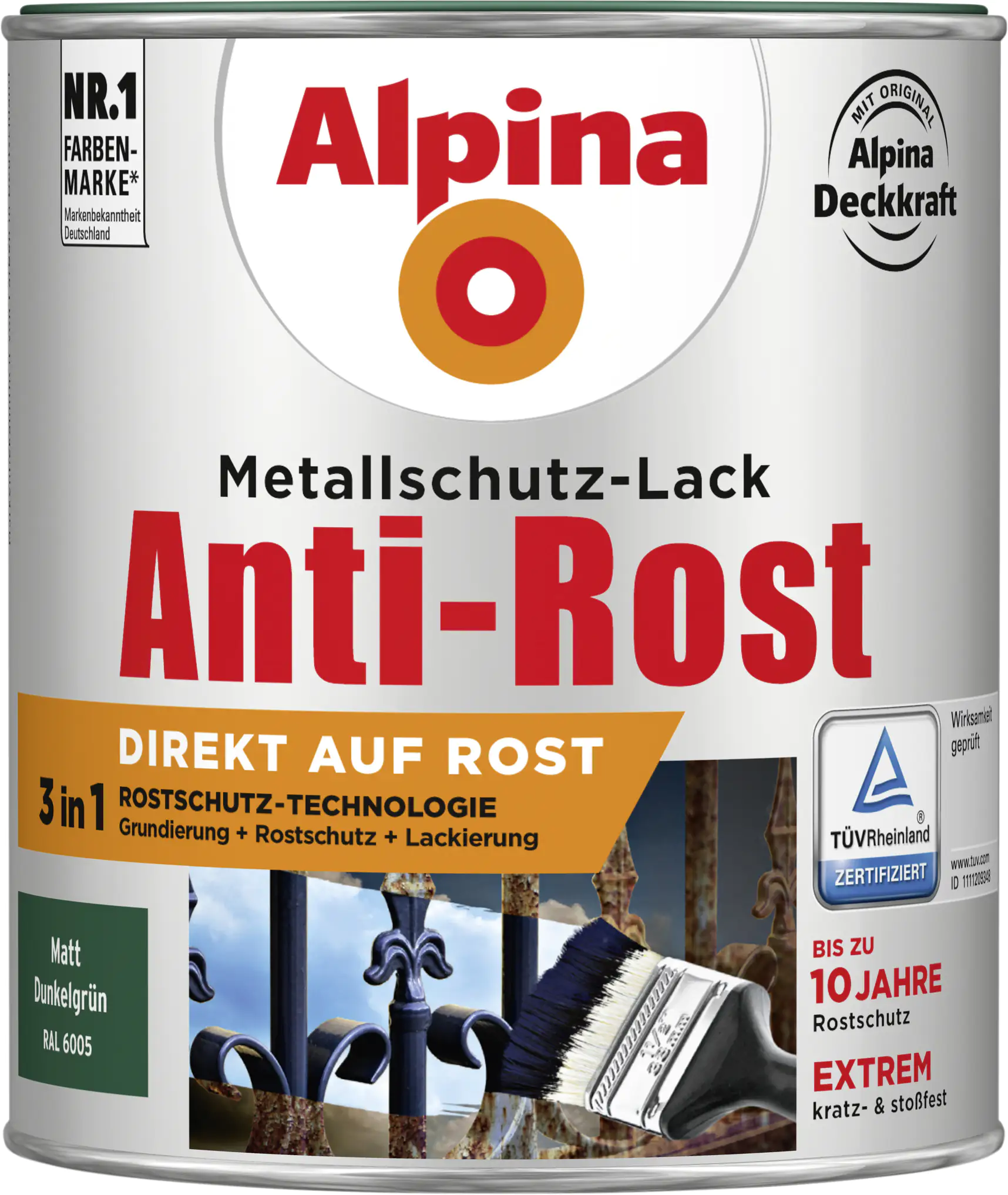 Alpina Metallschutz-Lack Anti-Rost 750 ml dunkelgrün matt Alpina Metallschutz-Lack Anti-Rost 750 ml dunkelgrün matt