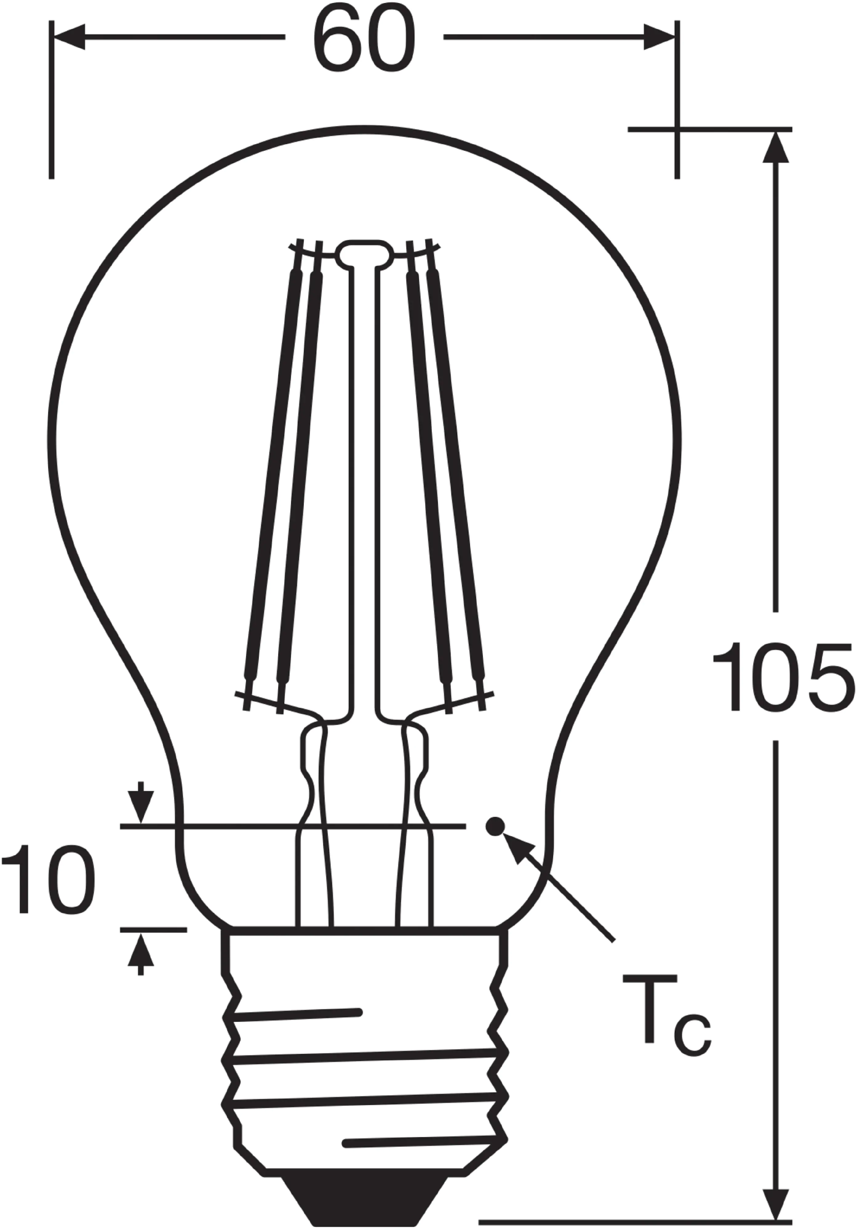 Osram LED Leuchtmittel Base Klassik A60 6,5W, 806lm, 2700K, warmweiß, 4er Pack