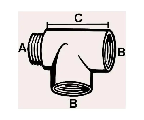 Cornat T-Stück messing verchromt 1/2" Innen- und Außengewinde / Messing verchromt