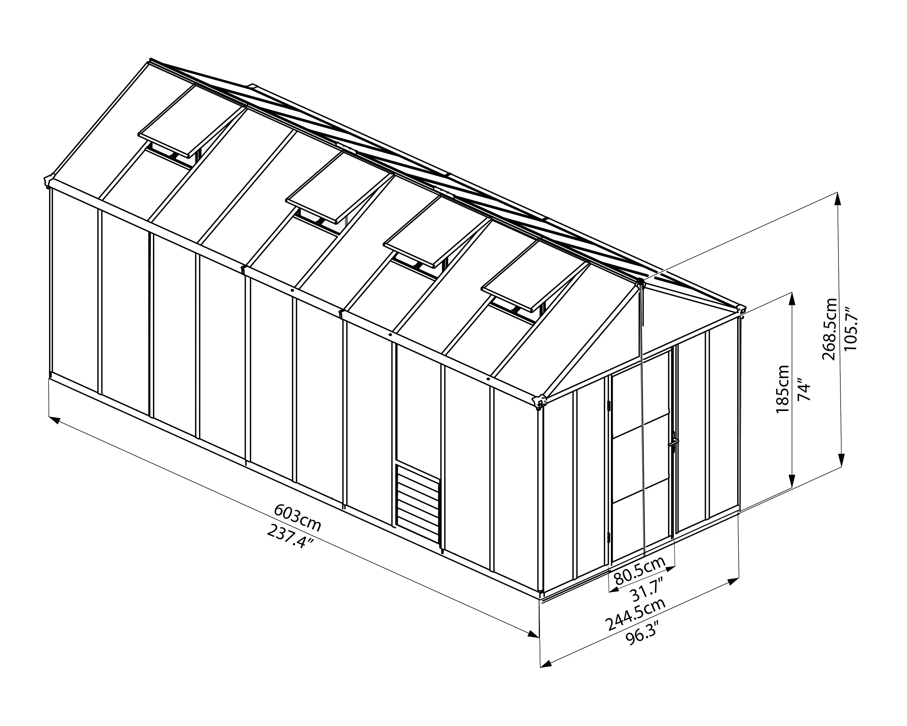 Canopia Gewächshaus Glory 8X20 244,5 x 603 x 268,5 cm
