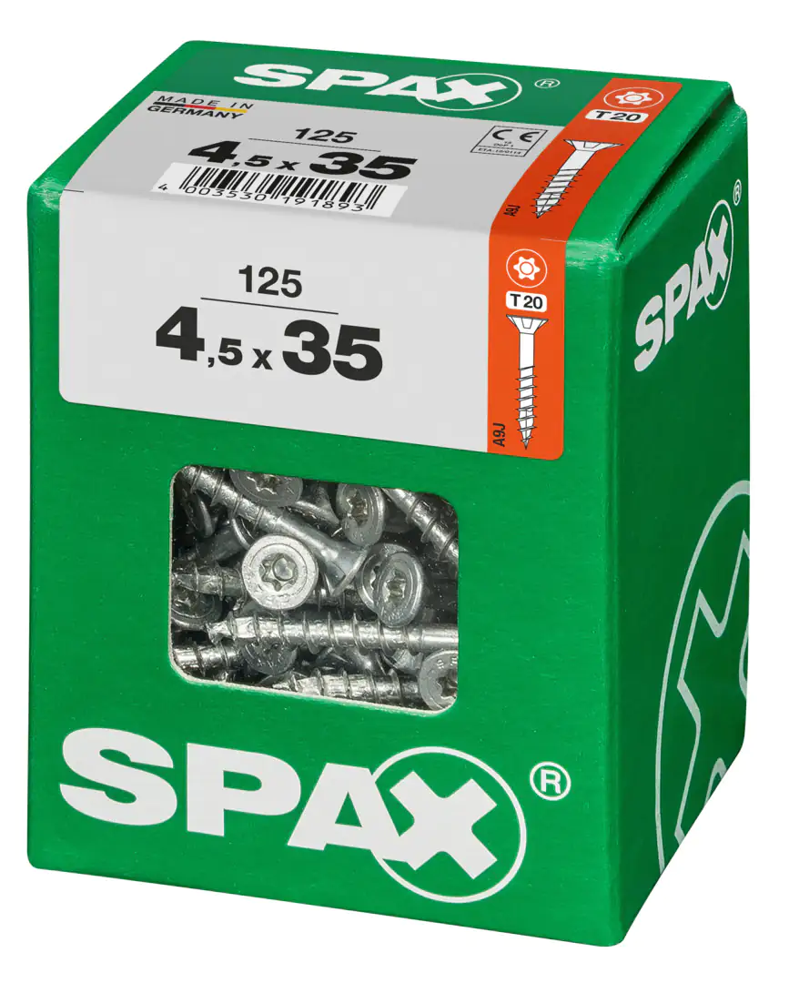 Spax Universalschrauben 4.5 x 35 mm TX 20 - 125 Stk. Spax Universalschrauben 4.5 x 35 mm TX 20 - 125 Stk.